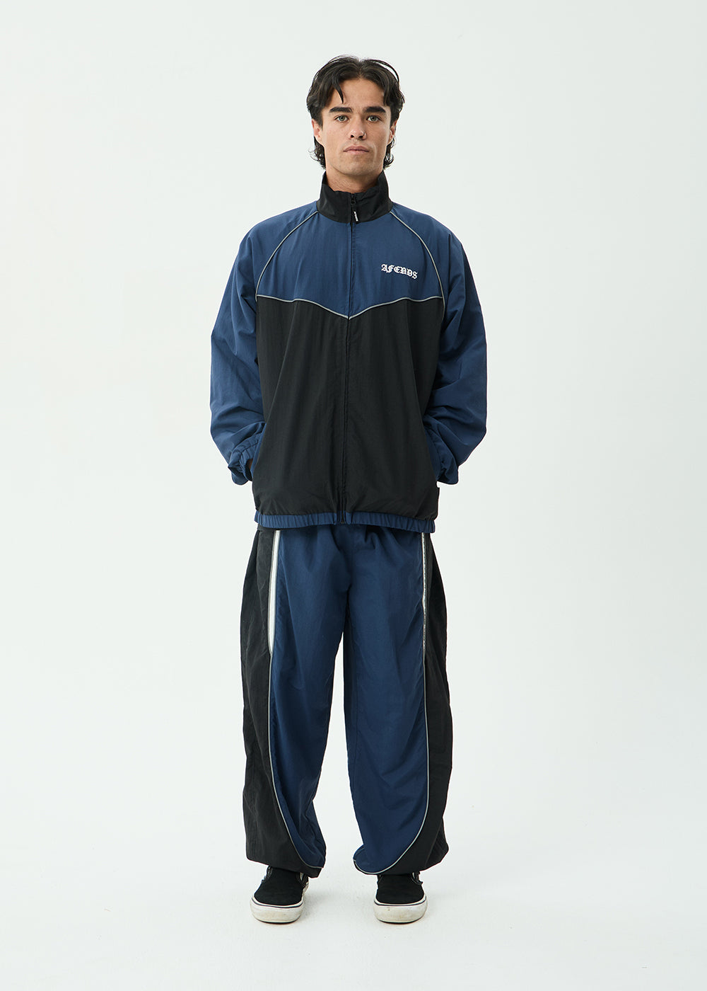 AFENDS Mens Sporting - Panelled Track Pant - Navy