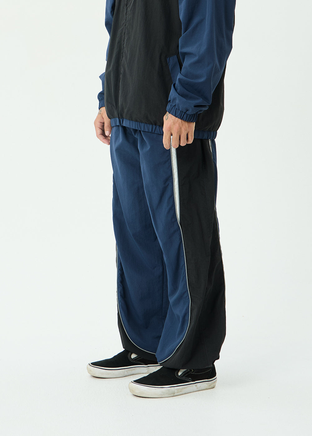 AFENDS Mens Sporting - Paneled Track Pant - Navy