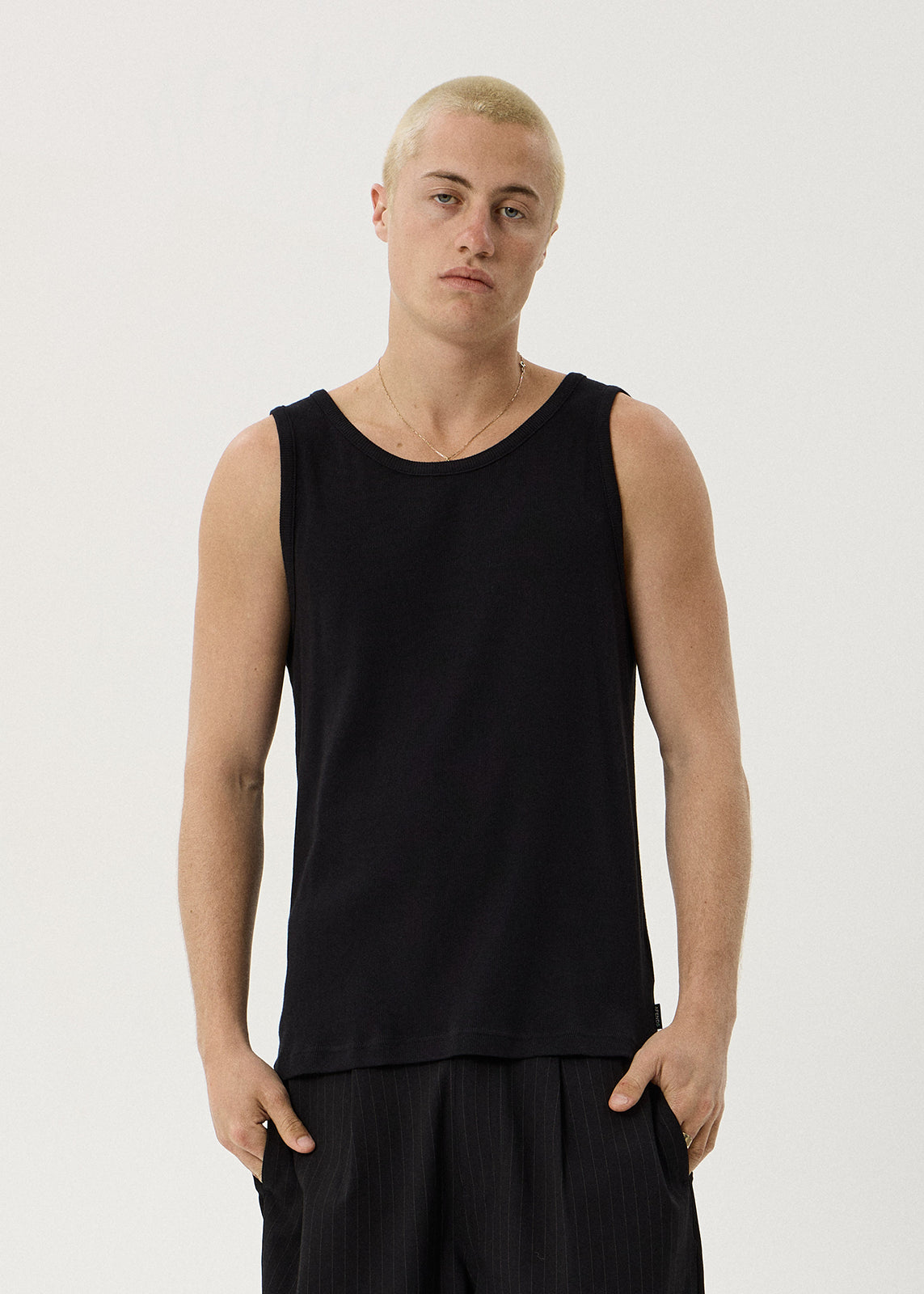 AFENDS Paramount - Rib Singlet - Black