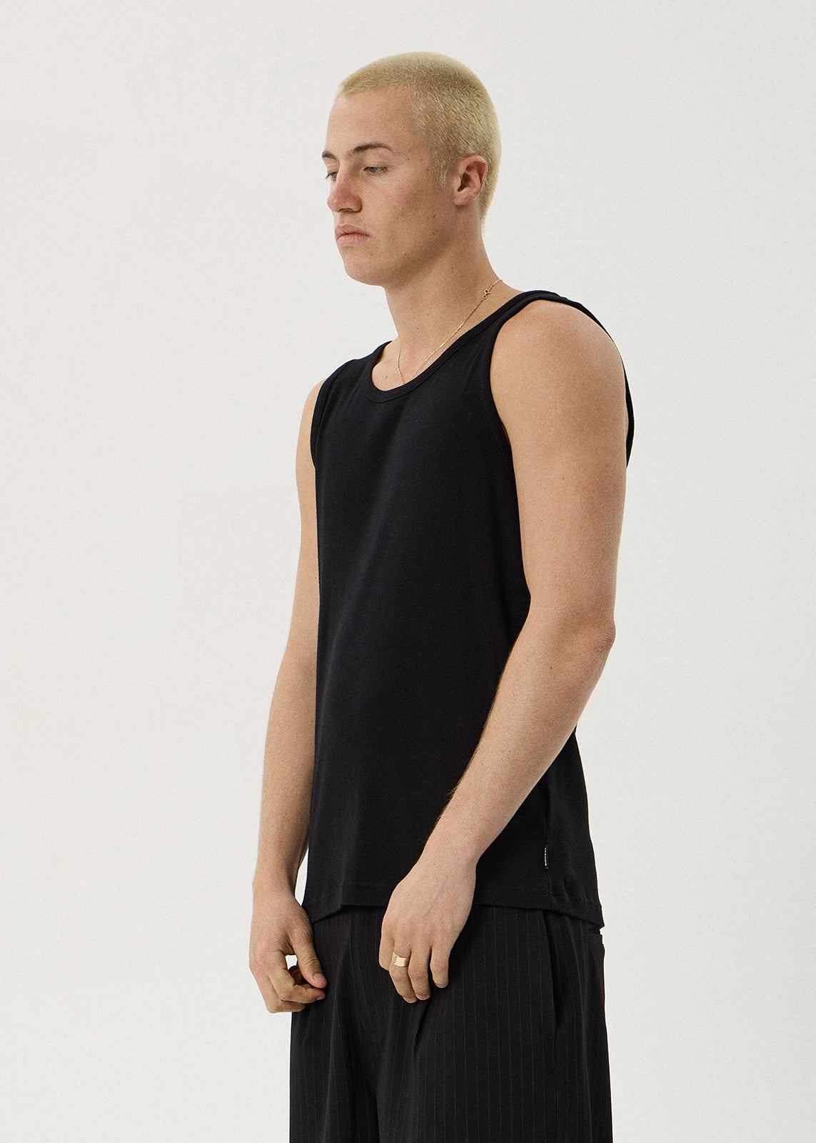 AFENDS Paramount - Rib Singlet - Black