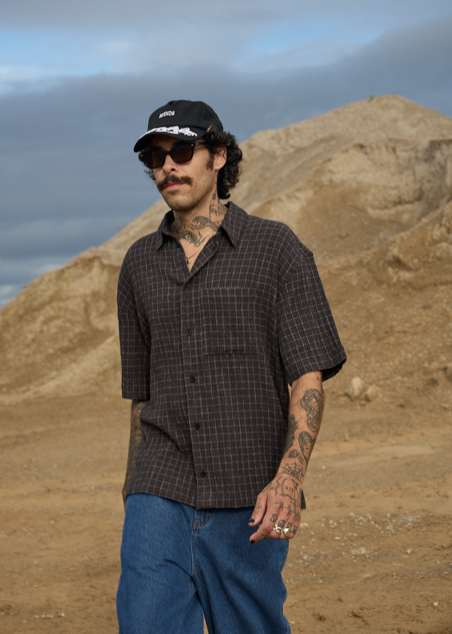 AFENDS Mens Dusk - Seersucker Check Shirt - Black Check