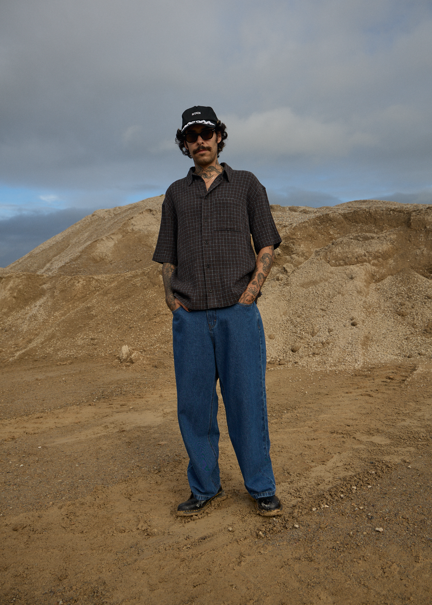 AFENDS Mens Dusk - Seersucker Check Shirt - Black Check