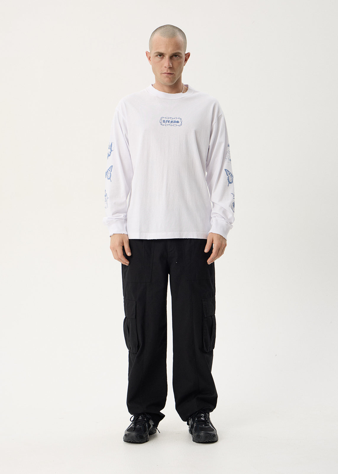 AFENDS Mens Spiritual - Boxy Long Sleeve Tee - White