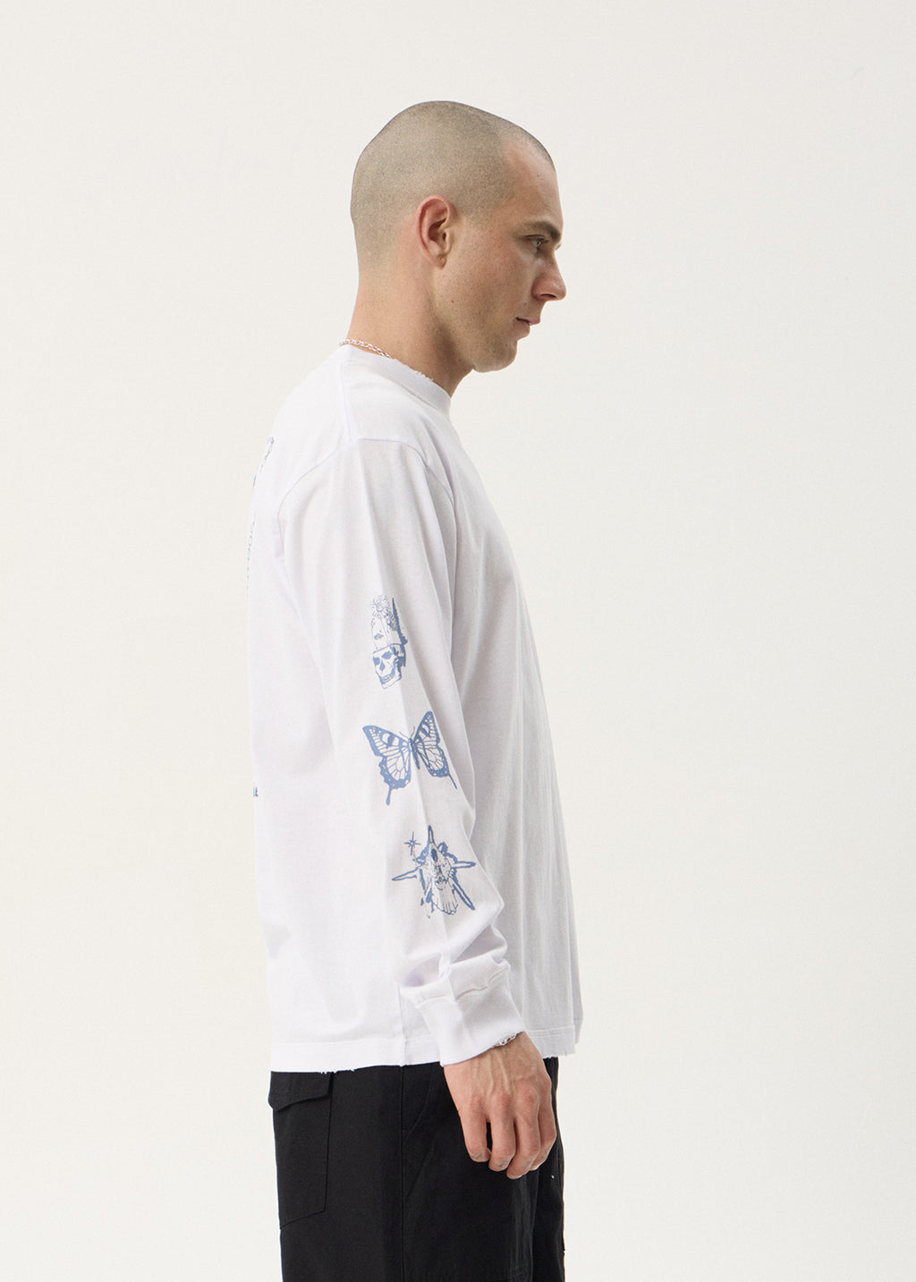 AFENDS Mens Spiritual - Boxy Long Sleeve Tee - White