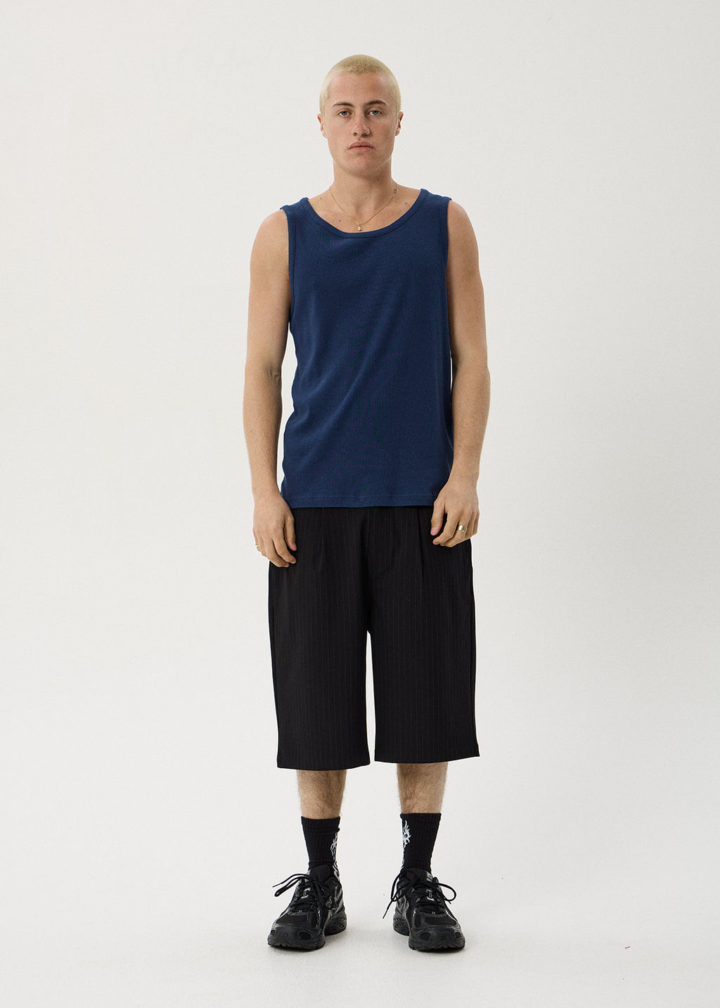 AFENDS Paramount - Rib Singlet - Navy