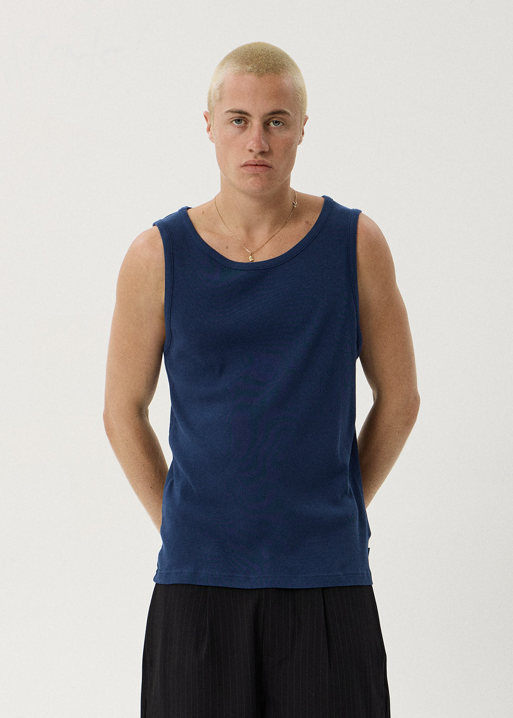 AFENDS Paramount - Rib Singlet - Navy