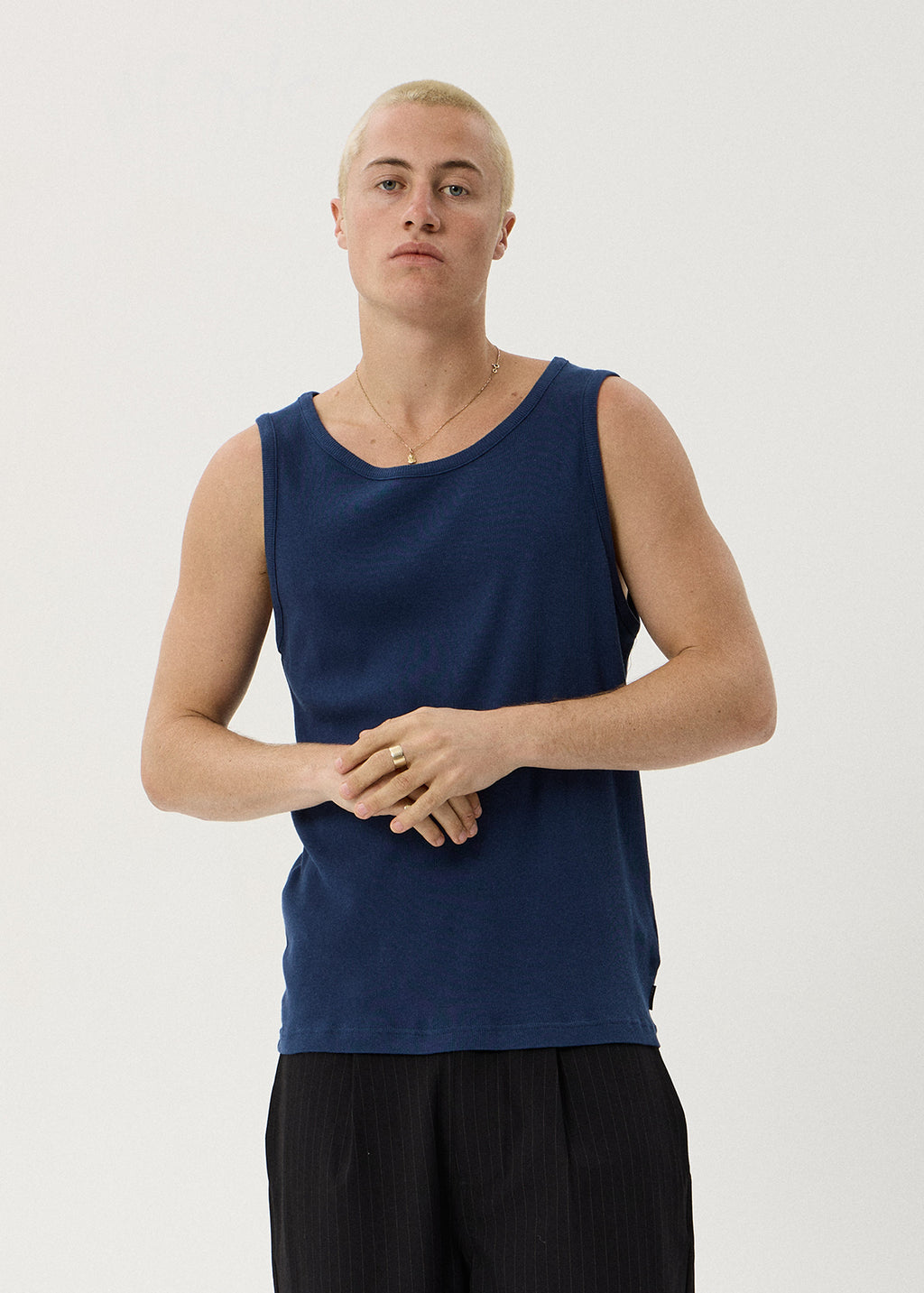 AFENDS Paramount - Rib Singlet - Navy