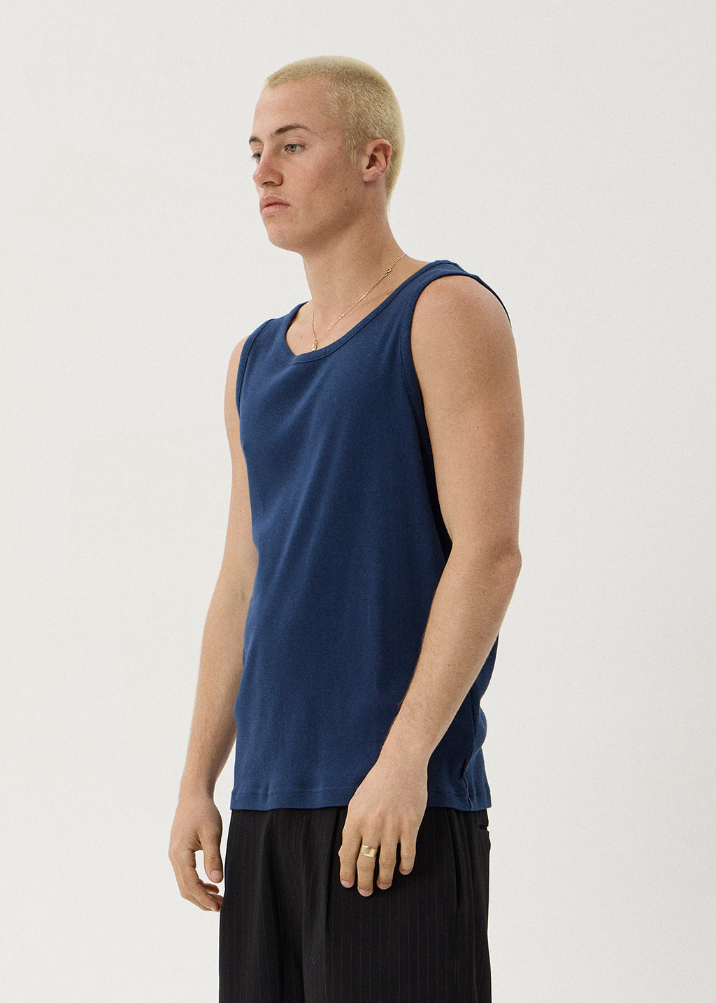 AFENDS Paramount - Rib Singlet - Navy