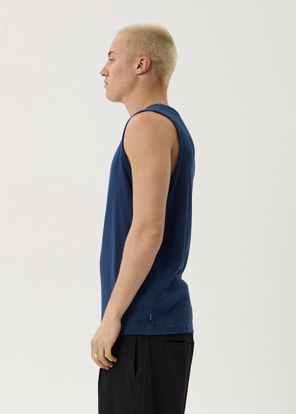 AFENDS Paramount - Rib Singlet - Navy