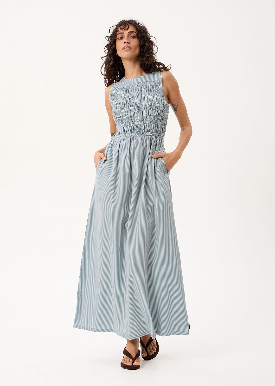 AFENDS Loren - Maxi Dress - Teal Stripe