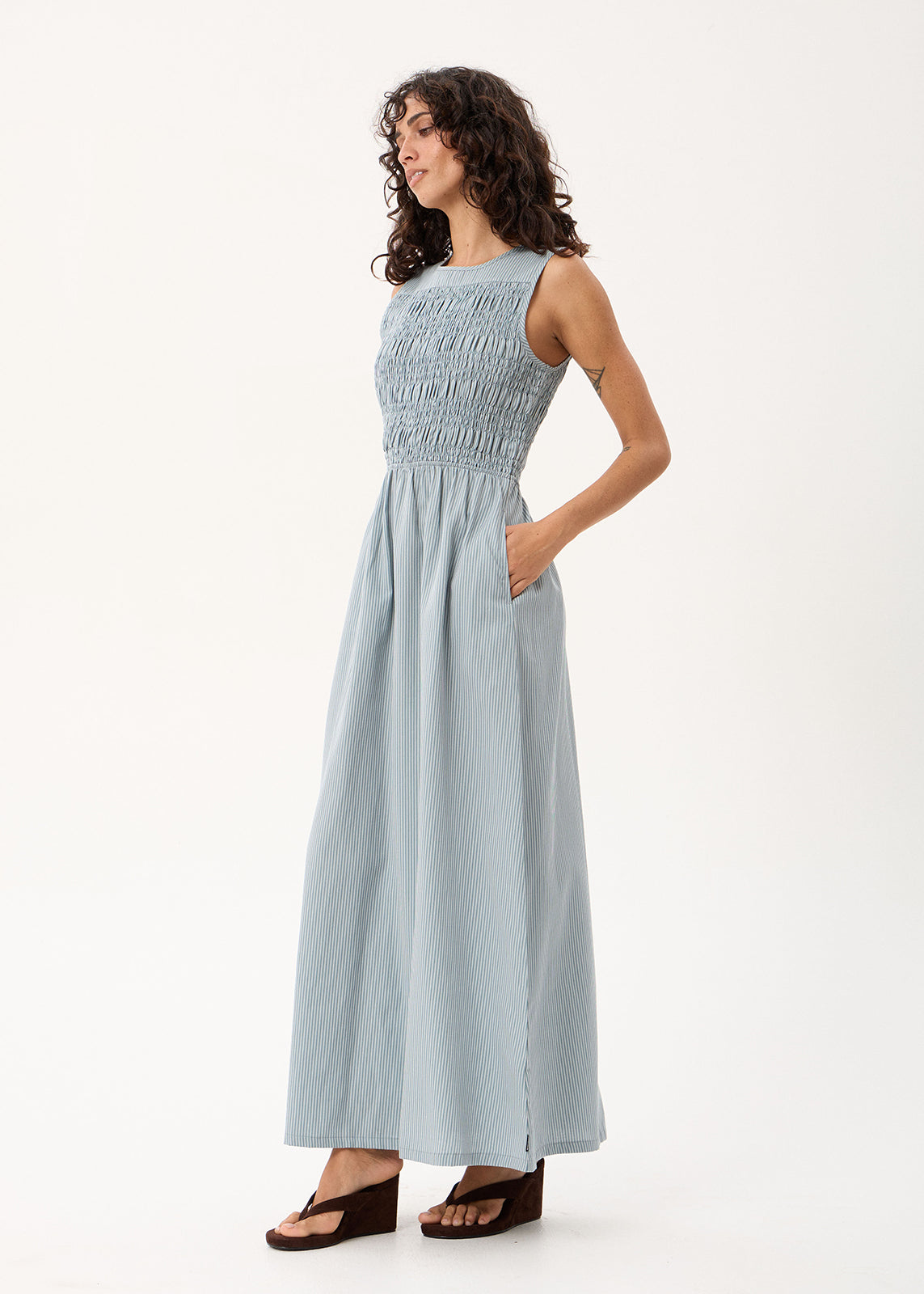 AFENDS Loren - Maxi Dress - Teal Stripe