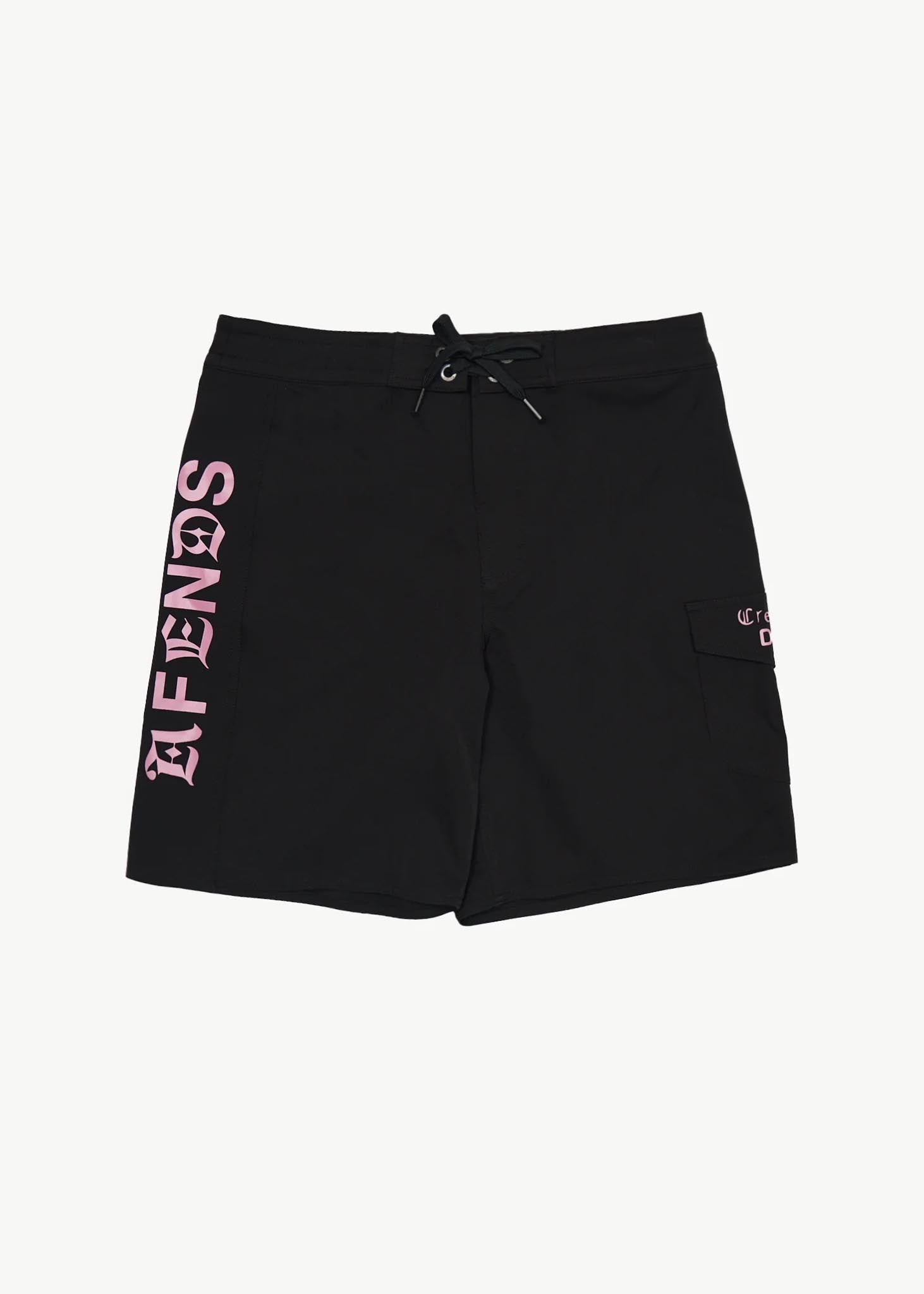 AFENDS Mens Mix Up - Surf Related V2 Boardshort 18" - Black