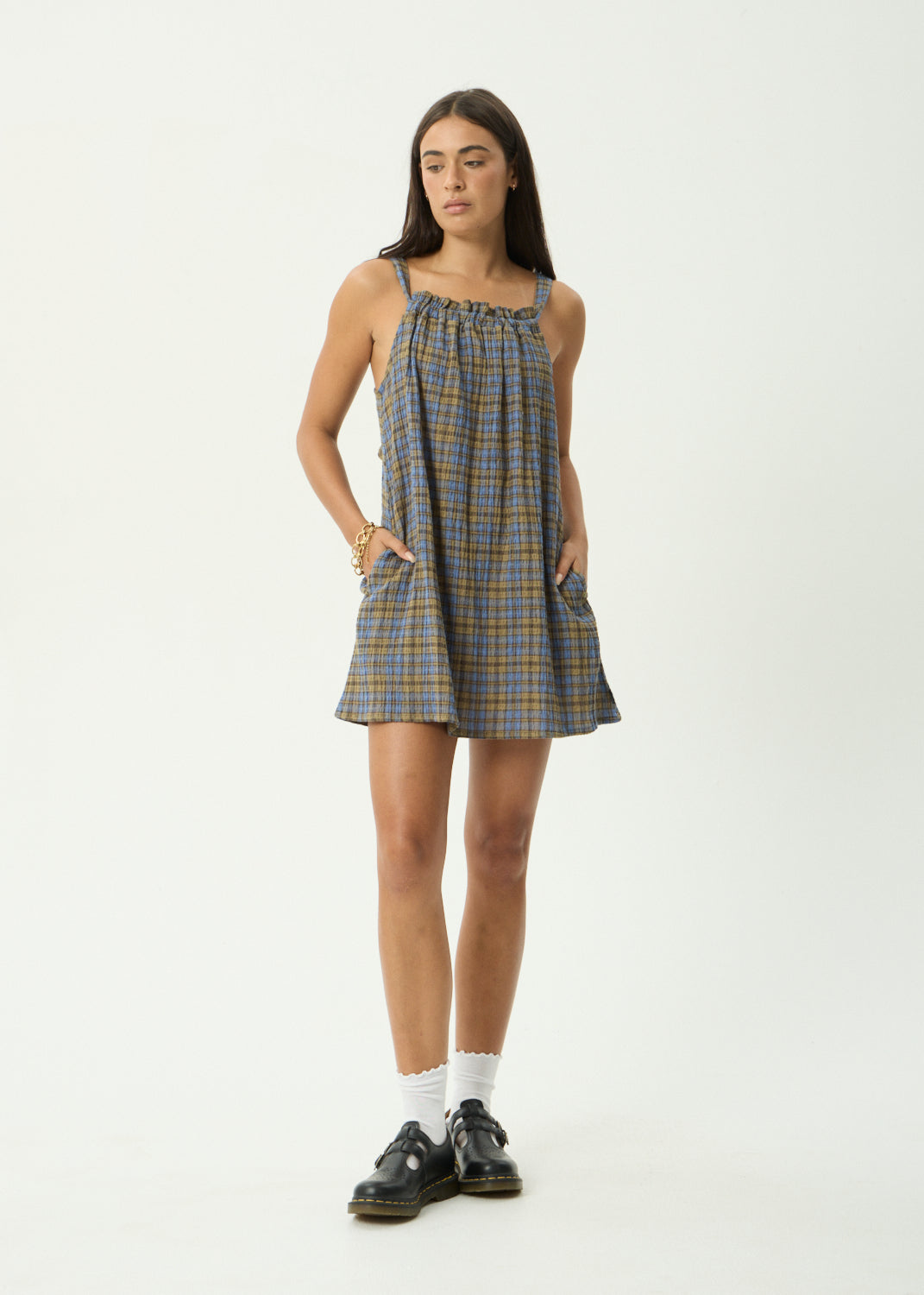 AFENDS Vania - Mini Dress - Cedar / Blue Check