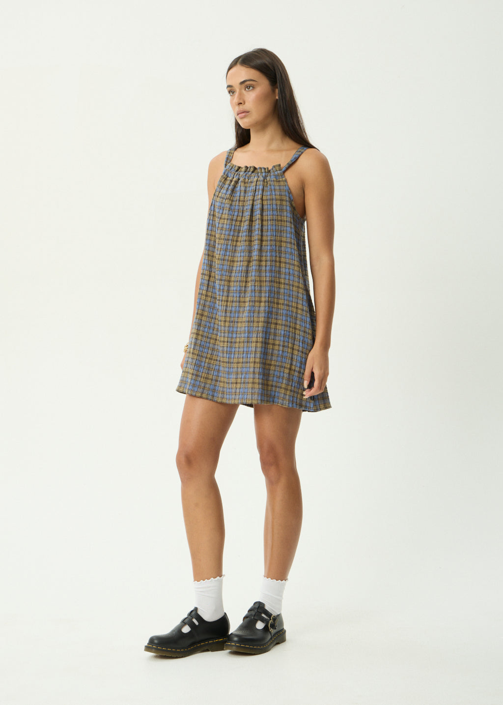 AFENDS Vania - Mini Dress - Cedar / Blue Check