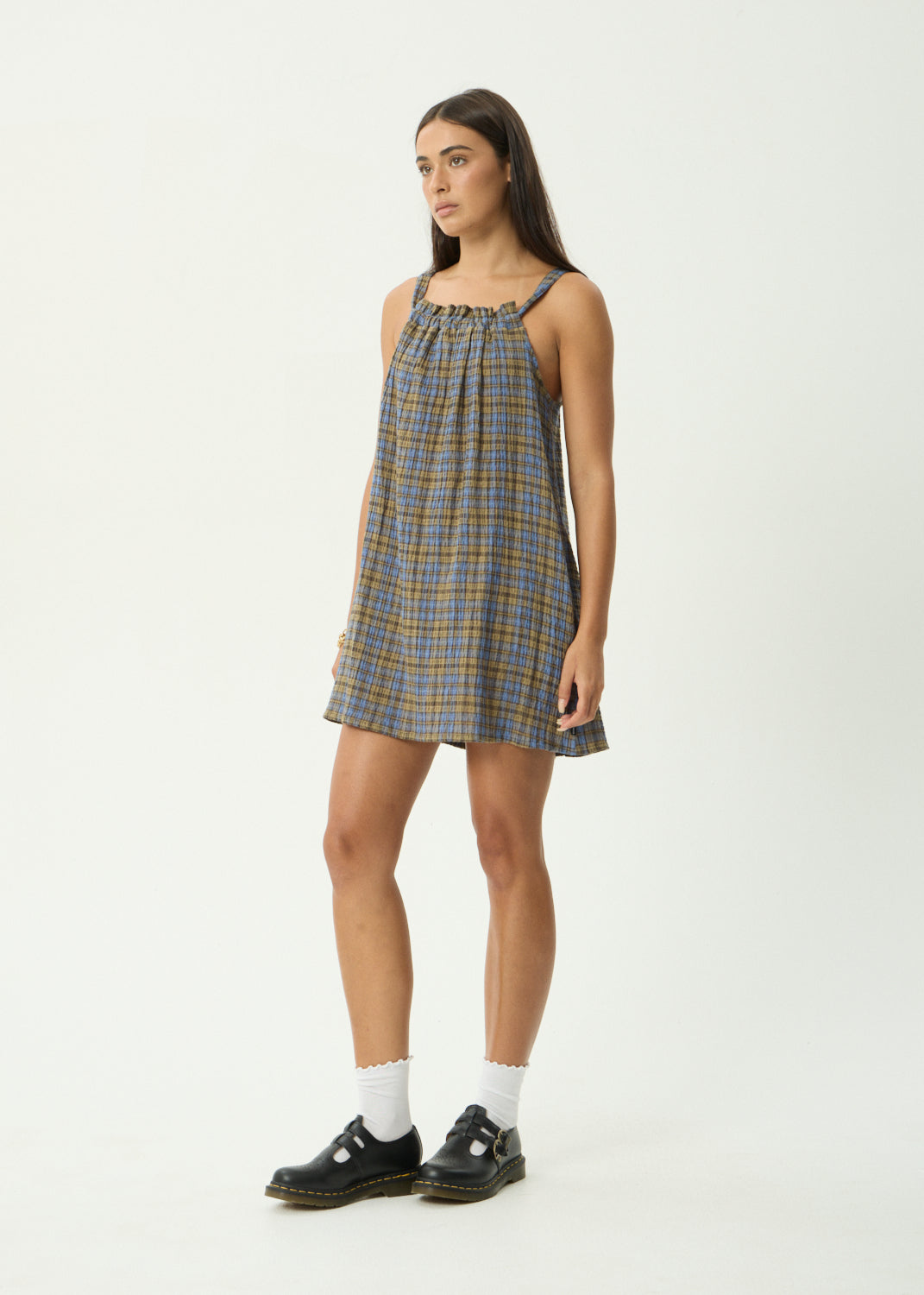 AFENDS Vania - Mini Dress - Cedar / Blue Check