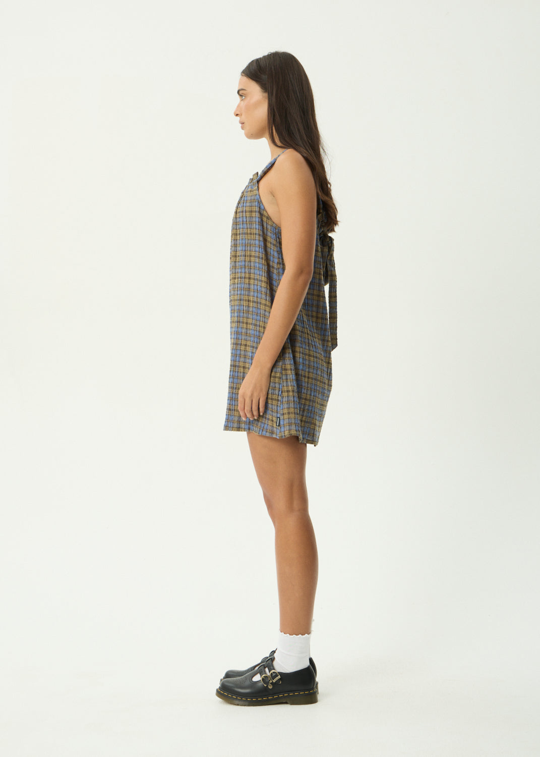 AFENDS Vania - Mini Dress - Cedar / Blue Check