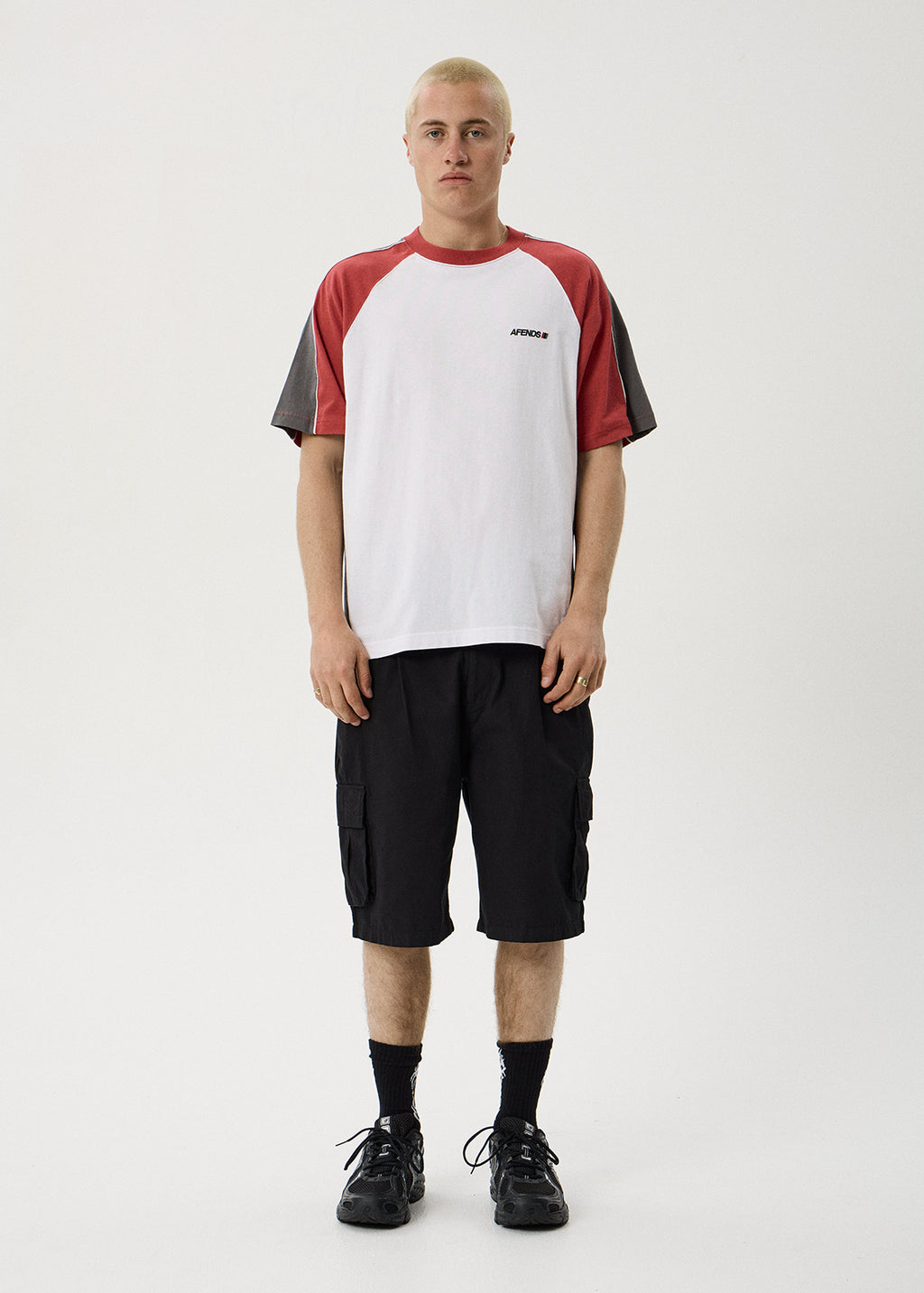 AFENDS Tallows - Panelled Raglan Tee - Cherry Red