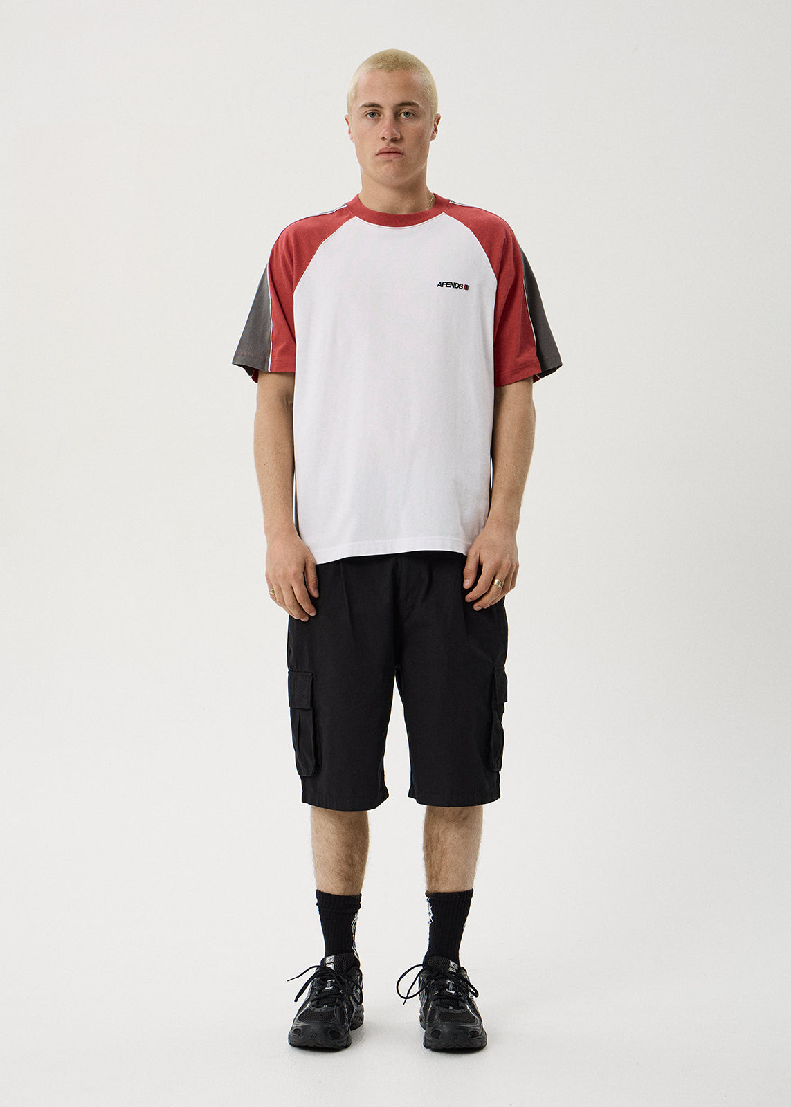 AFENDS Tallows - Panelled Raglan Tee - Cherry Red