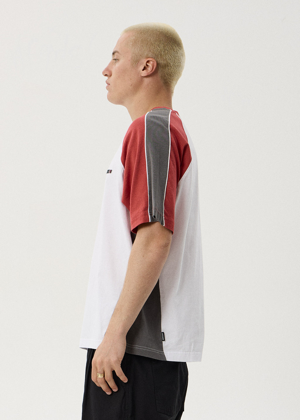 AFENDS Tallows - Panelled Raglan Tee - Cherry Red