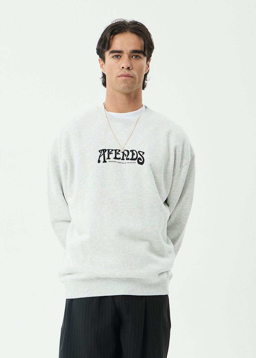 AFENDS Mens Perception - Crew Neck - Grey Marle
