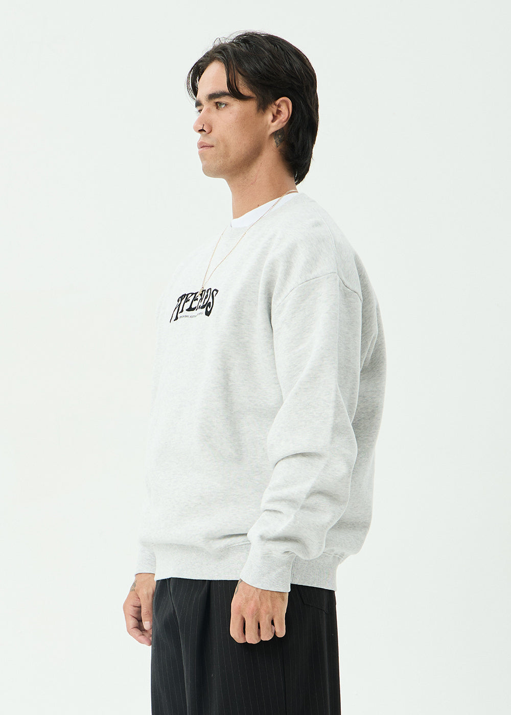 AFENDS Mens Perception - Crew Neck - Grey Marle