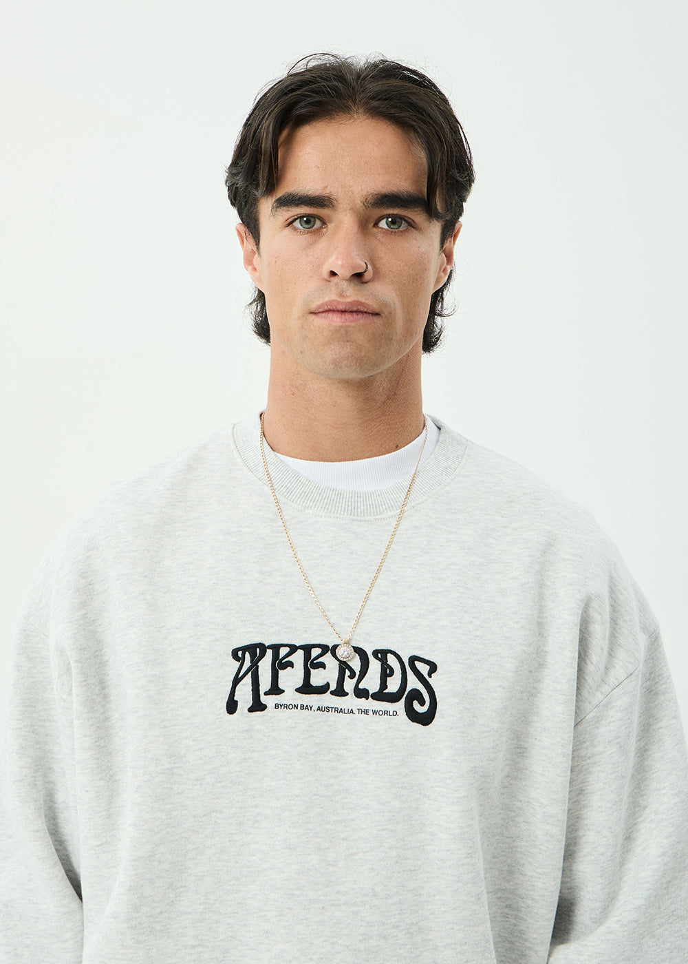 AFENDS Mens Perception - Crew Neck - Grey Marle