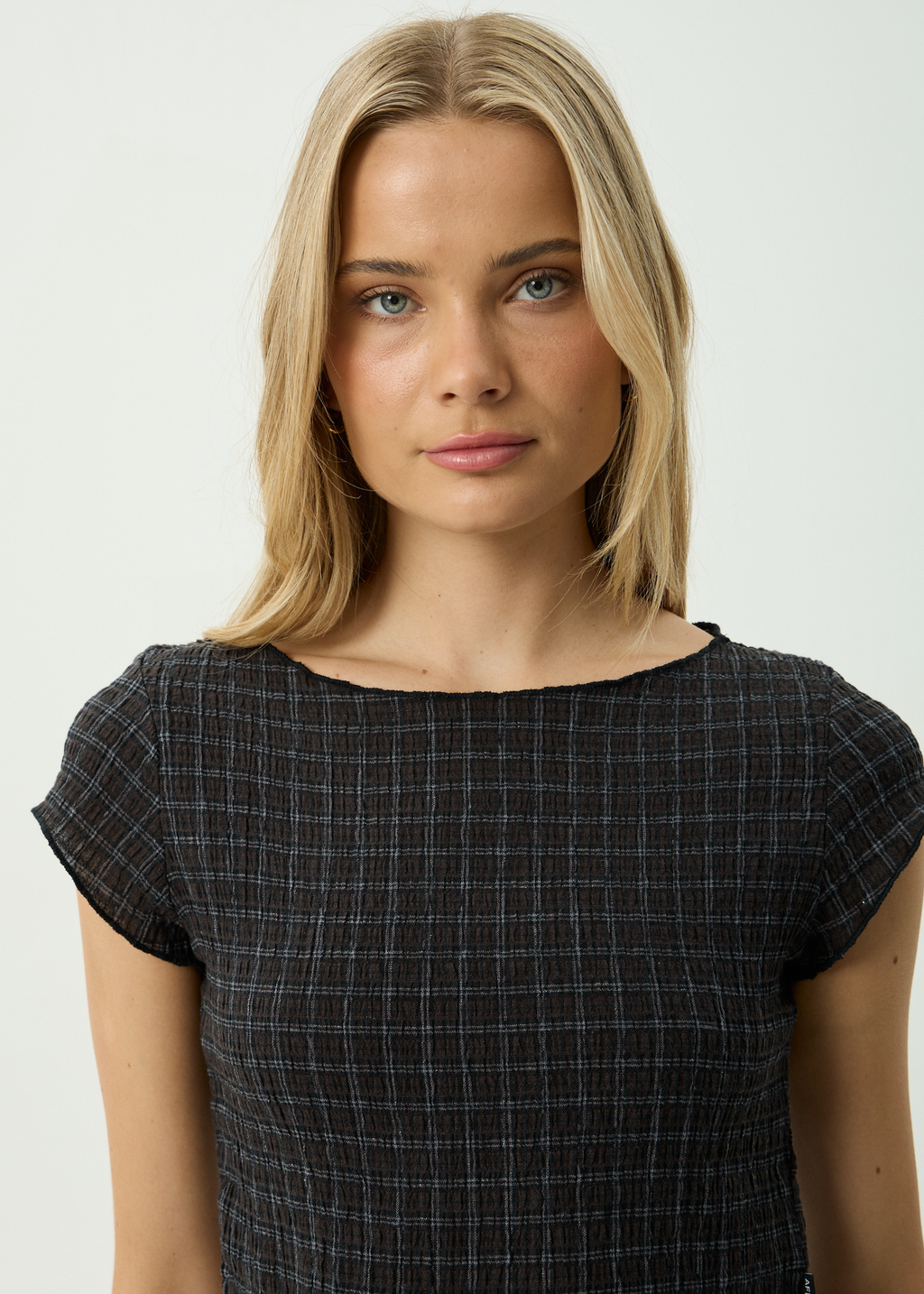 AFENDS Womens Darcy - Seersucker Top - Black Check