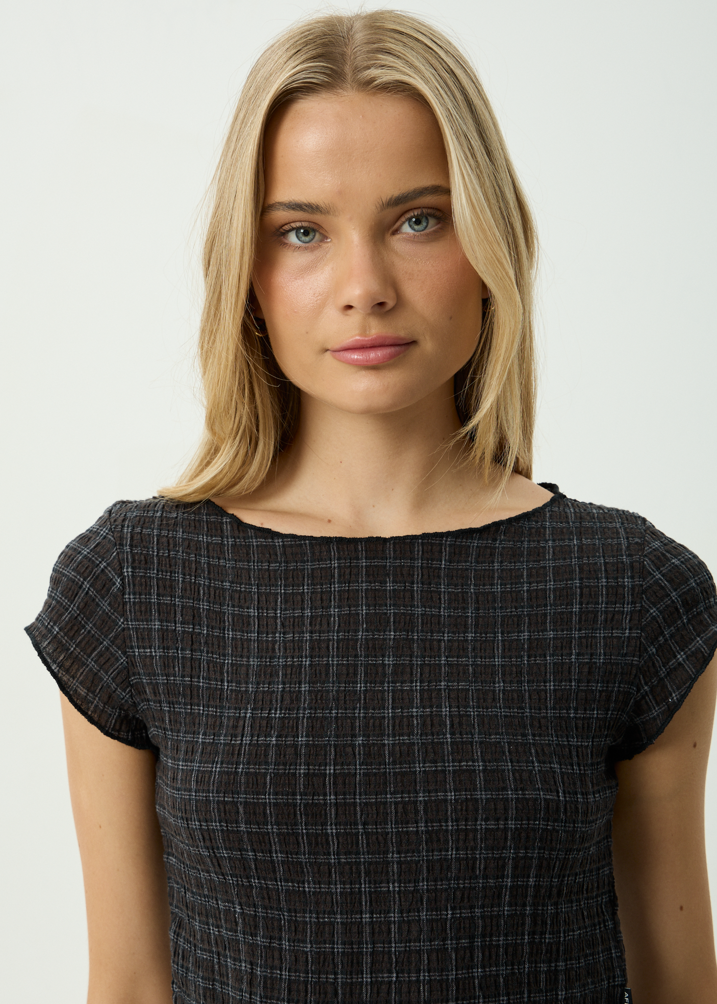 AFENDS Womens Darcy - Seersucker Top - Black Check