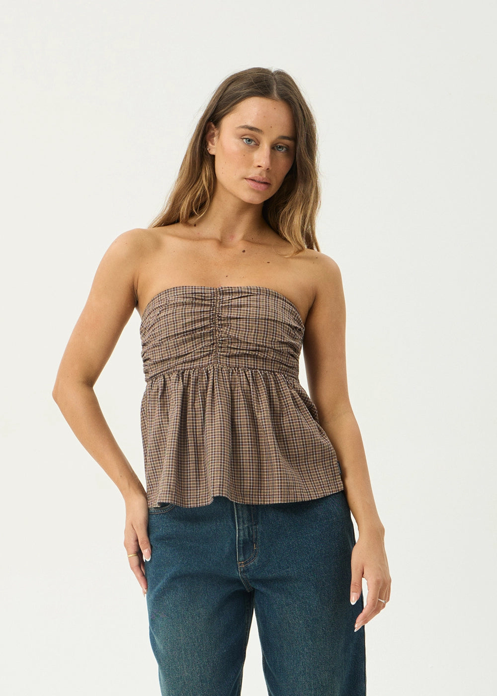 AFENDS Womens Juni - Strapless Top - Coffee