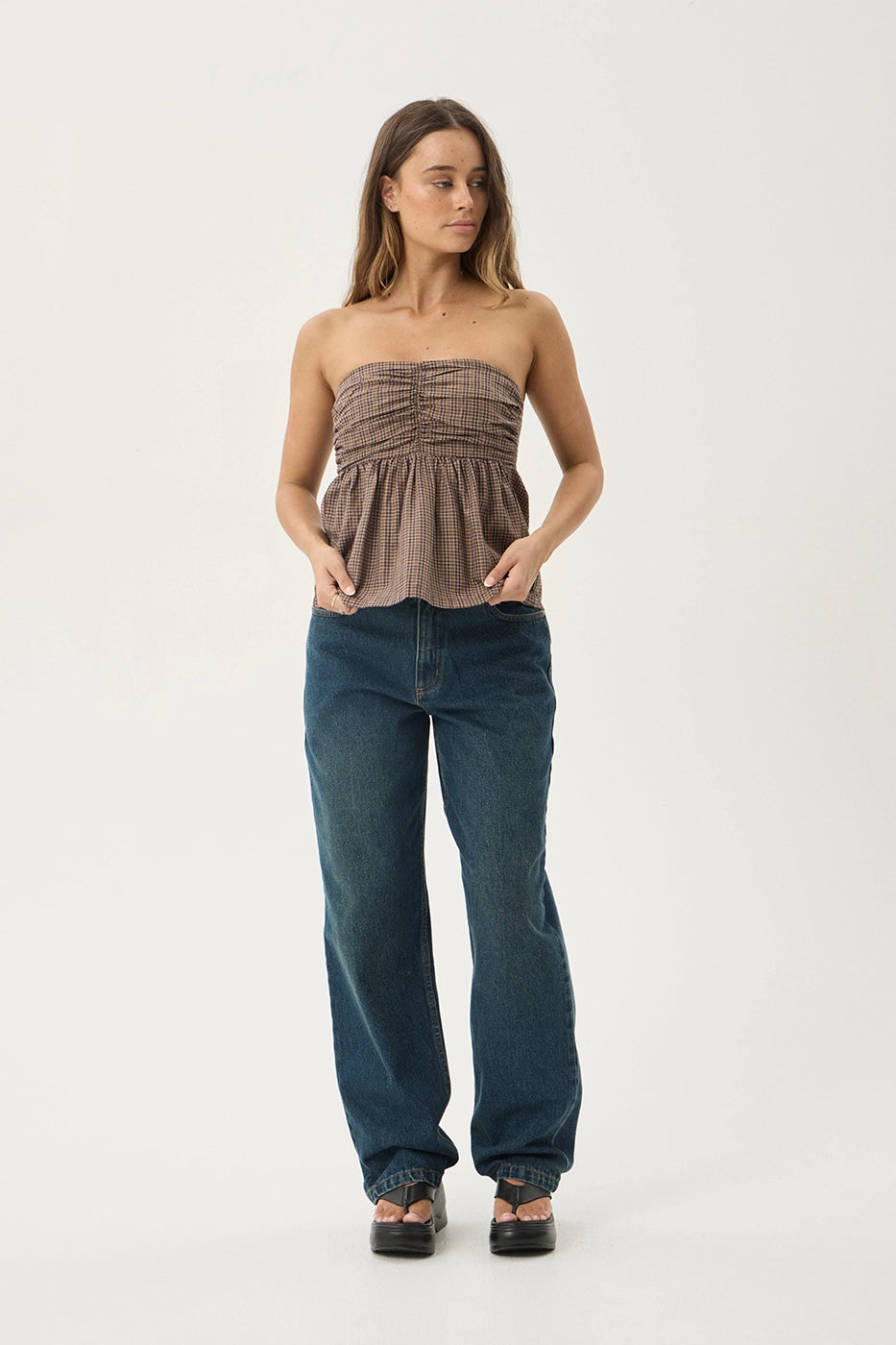 AFENDS Womens Juni - Strapless Top - Coffee