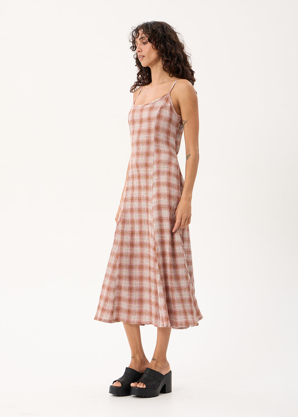 AFENDS Helena - Seersucker Maxi Dress - Desert Check