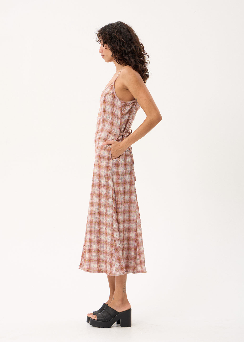 AFENDS Helena - Seersucker Maxi Dress - Desert Check