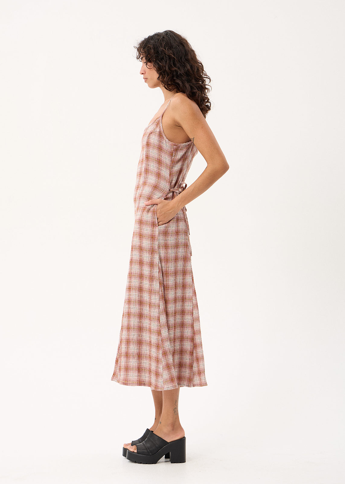 AFENDS Helena - Seersucker Maxi Dress - Desert Check