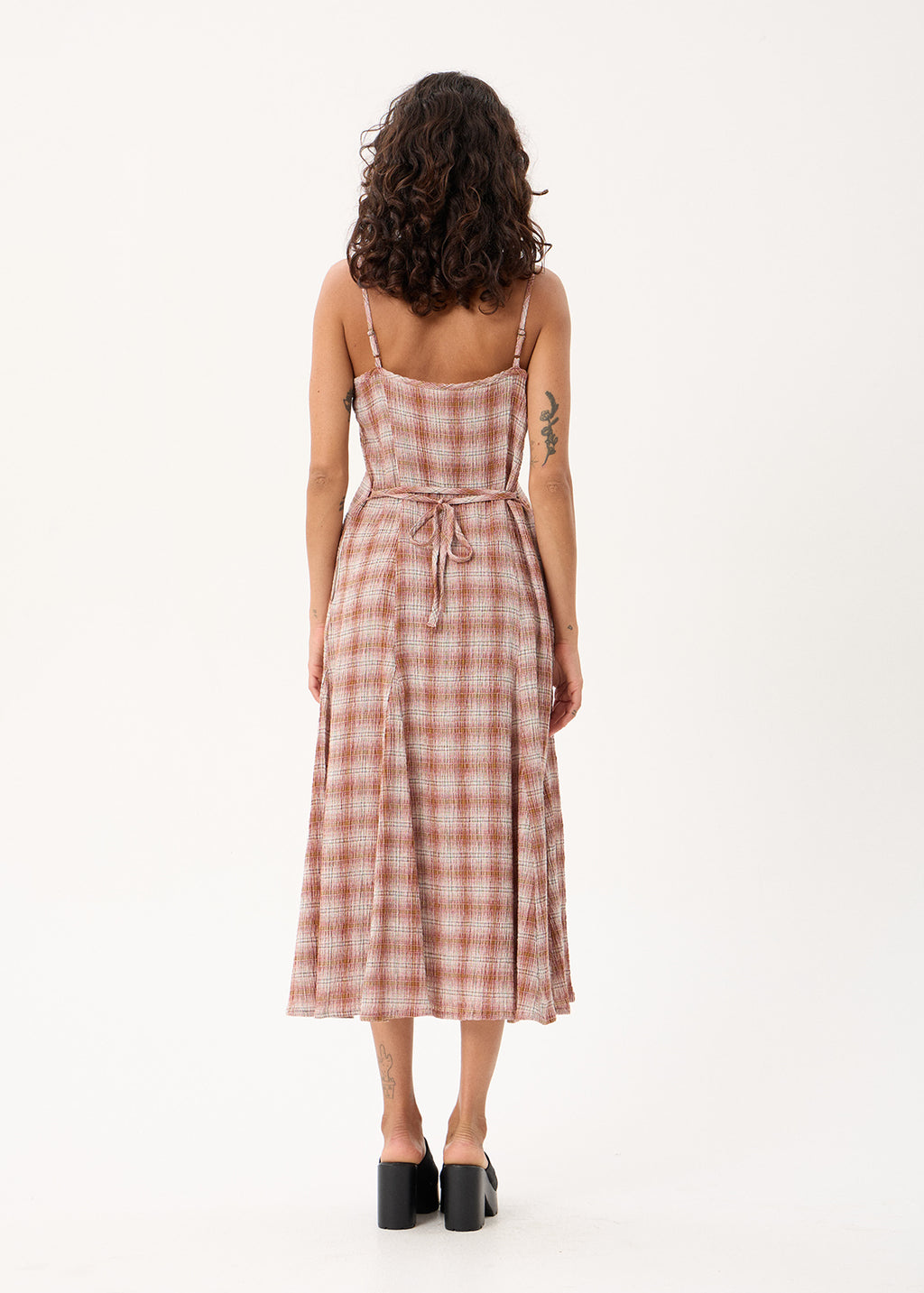 AFENDS Helena - Seersucker Maxi Dress - Desert Check