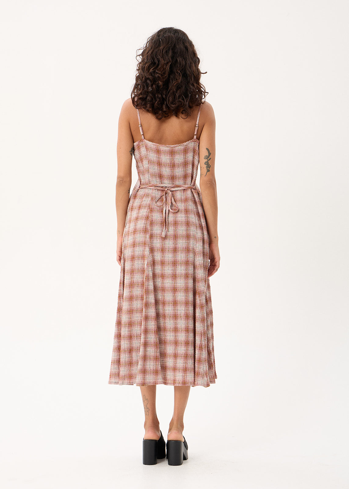AFENDS Helena - Seersucker Maxi Dress - Desert Check