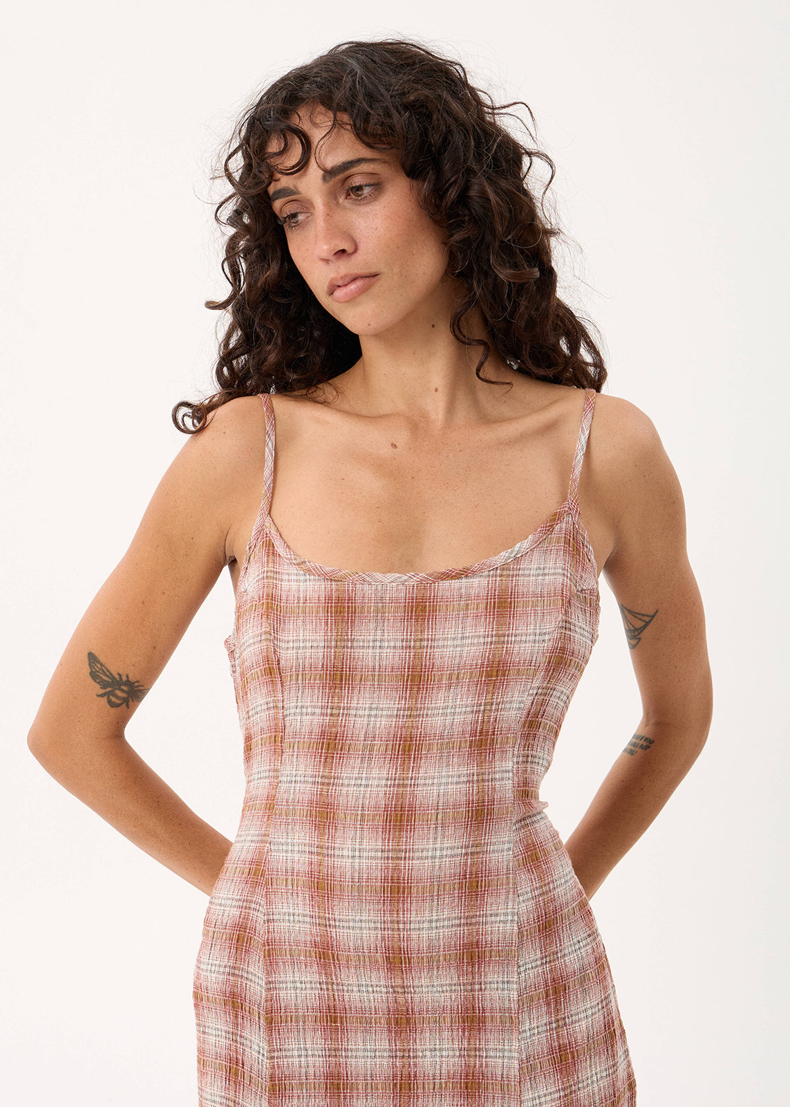 AFENDS Helena - Seersucker Maxi Dress - Desert Check