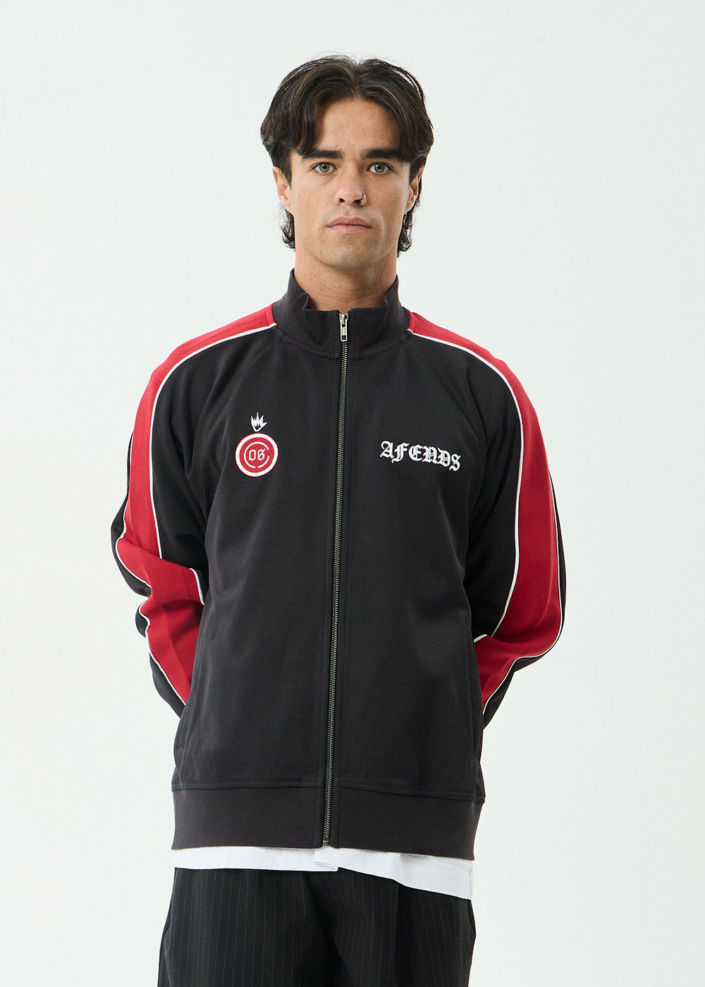 AFENDS Mens Holloway - Zip Through Track Jacket - Black