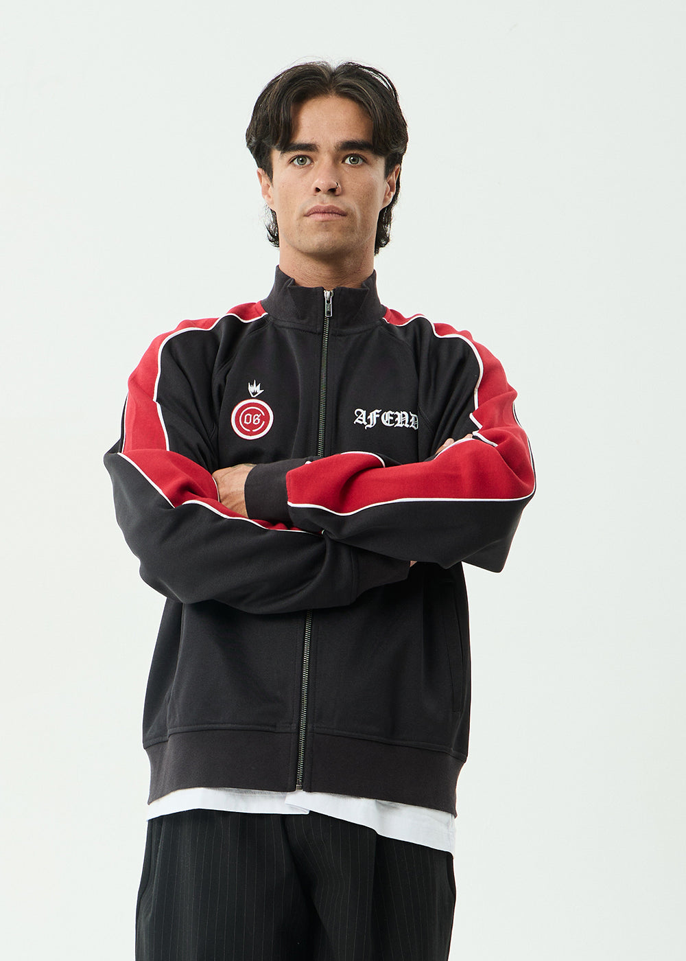 AFENDS Mens Holloway - Zip Through Track Jacket - Black