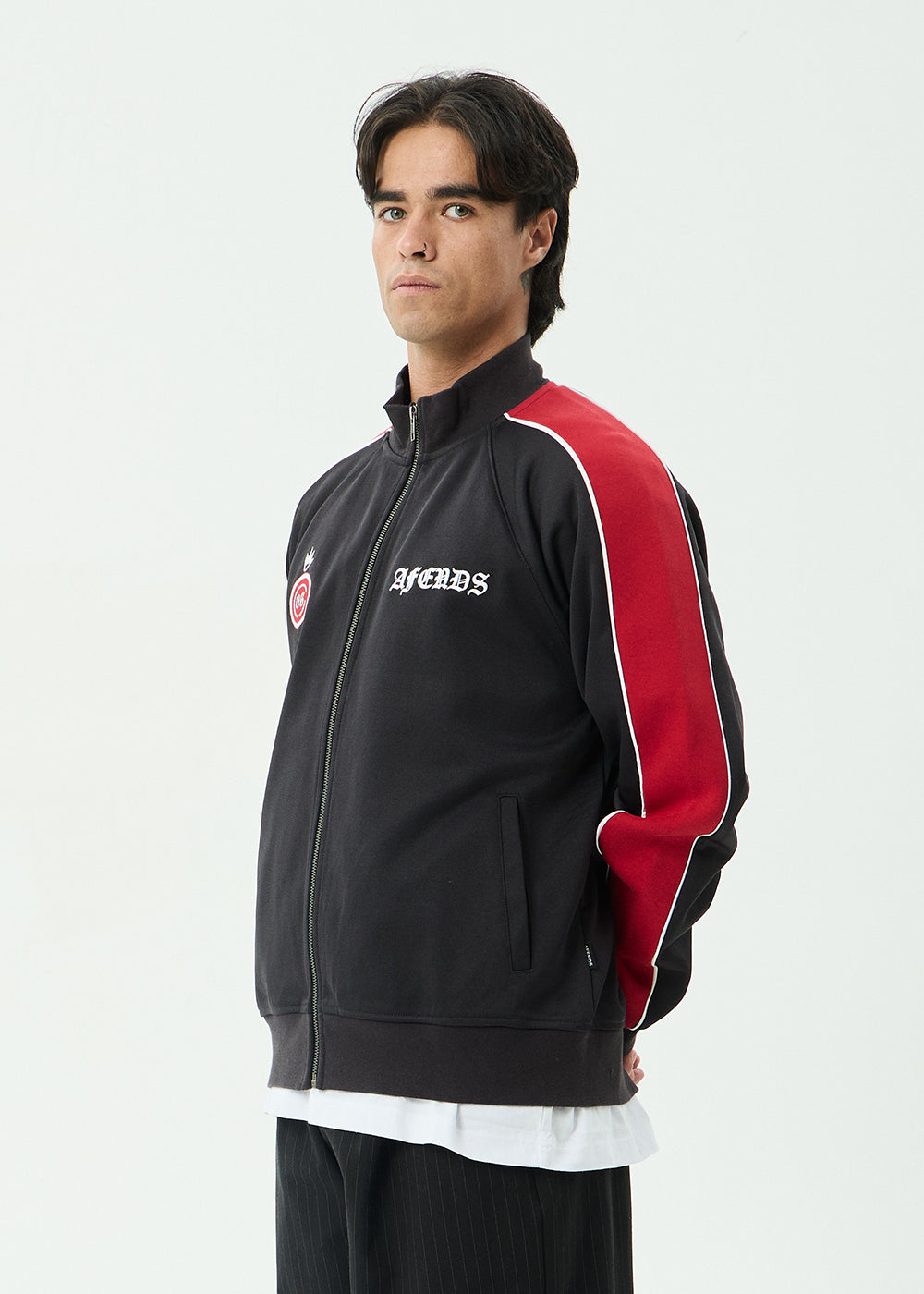 AFENDS Mens Holloway - Zip Through Track Jacket - Black