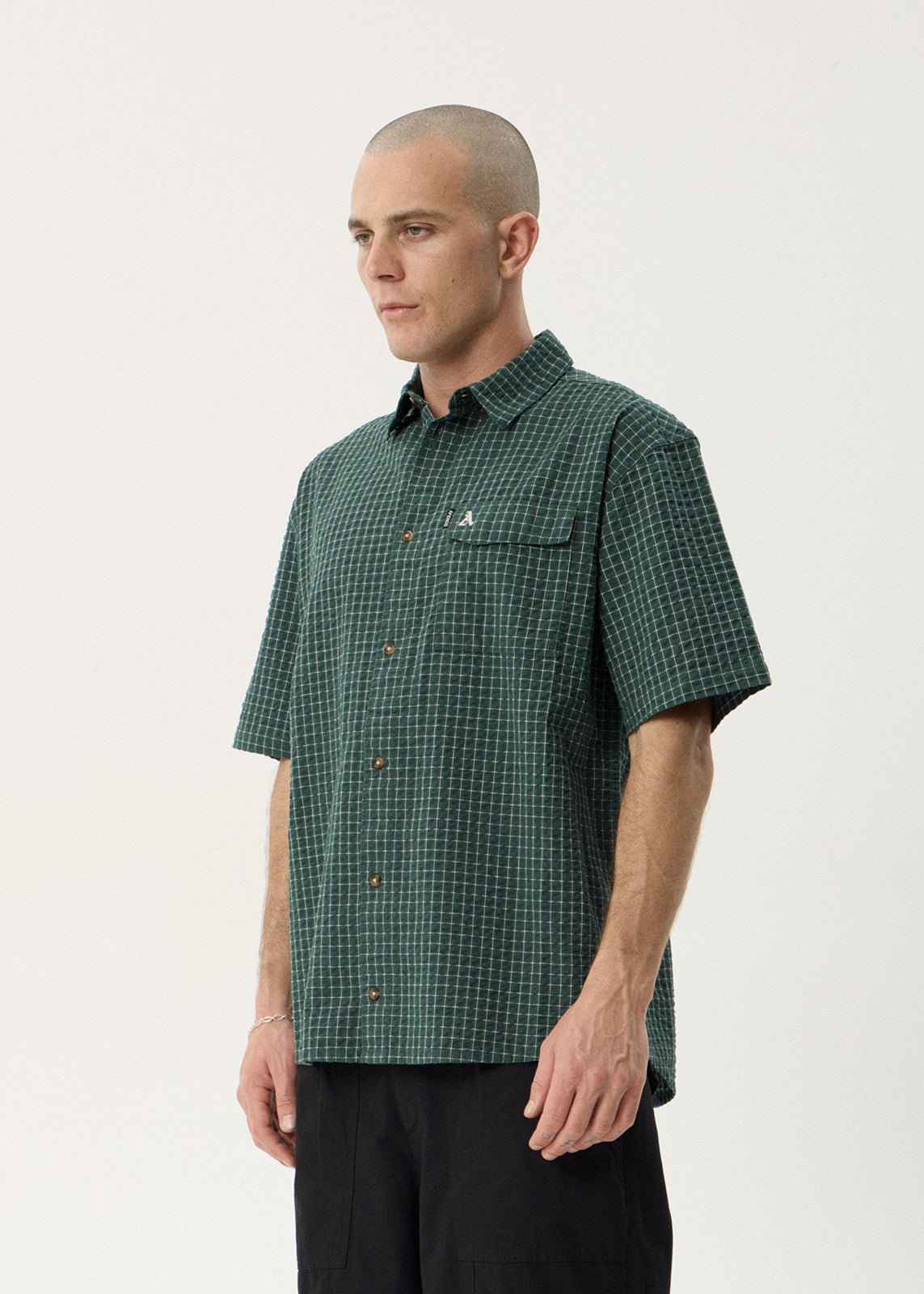 AFENDS Mens Reverb - Short Sleeve Shirt - Pine Check