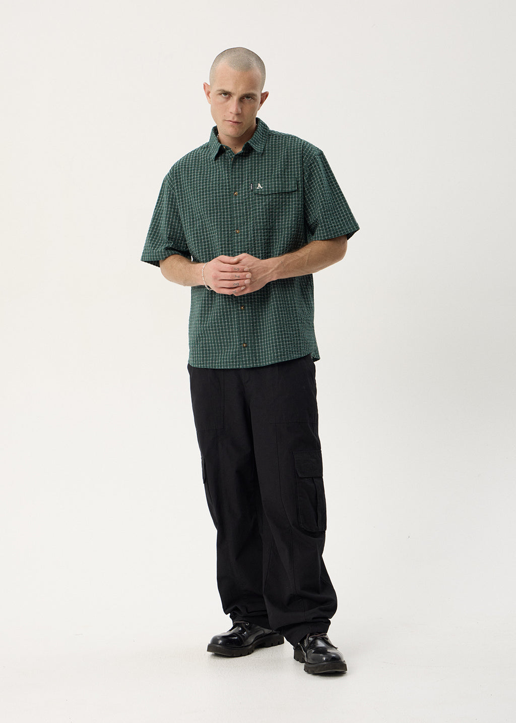 AFENDS Mens Reverb - Short Sleeve Shirt - Pine Check