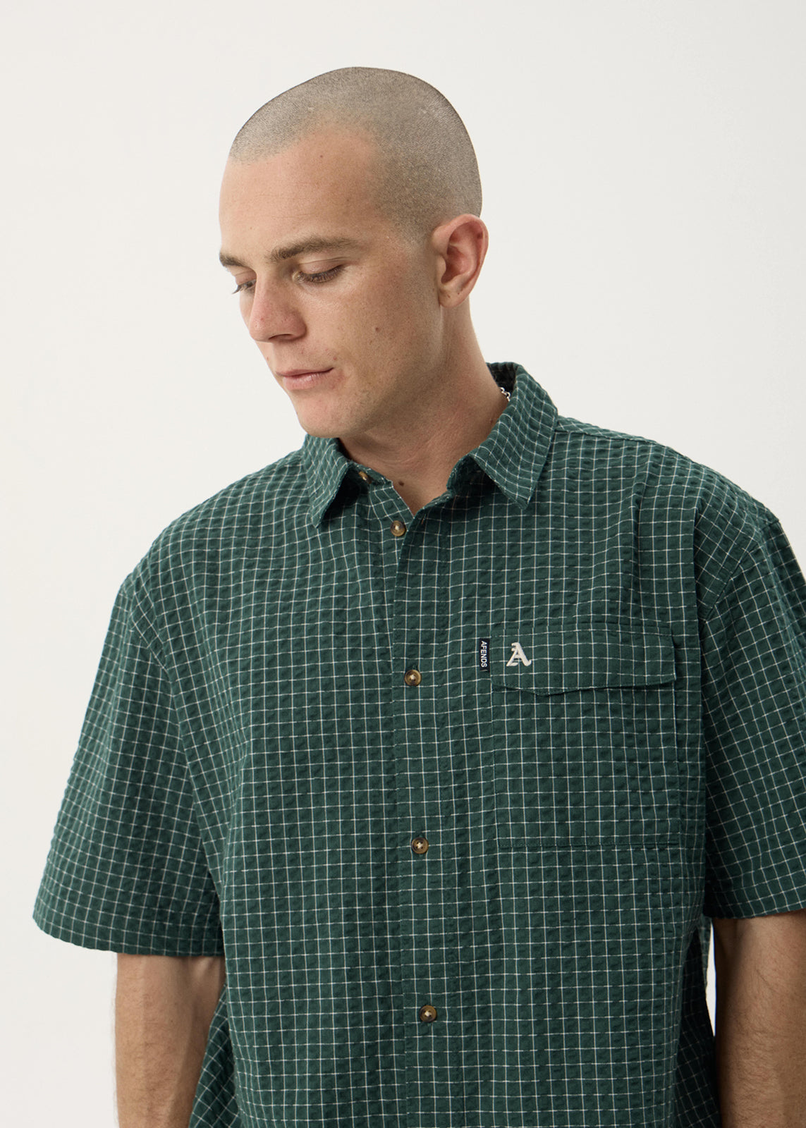 AFENDS Mens Reverb - Short Sleeve Shirt - Pine Check