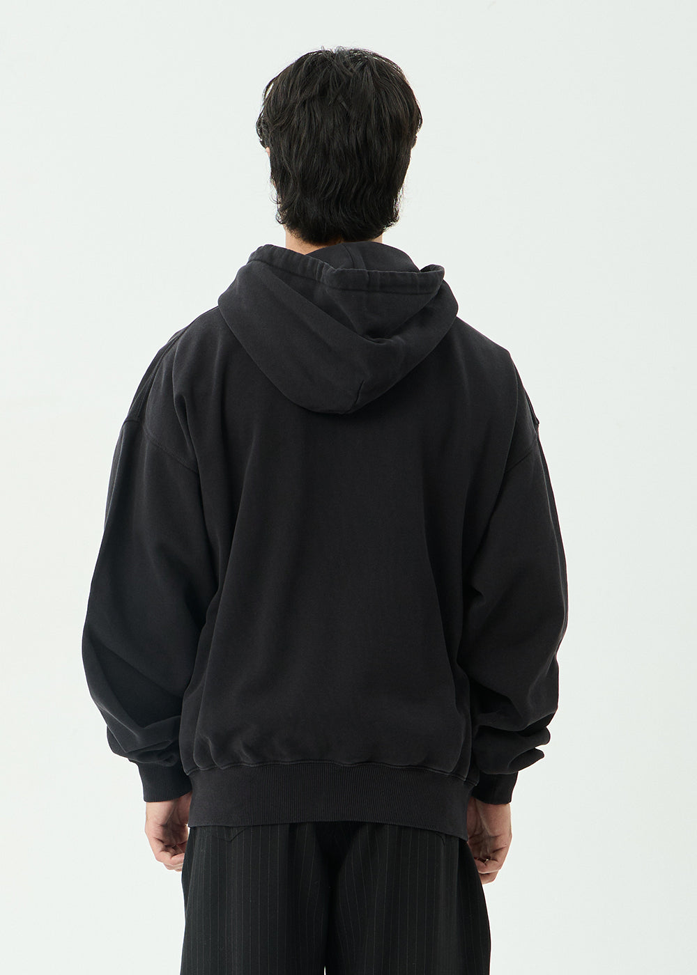 AFENDS Mens Genesis - Boxy Zip Hood - Stone Black