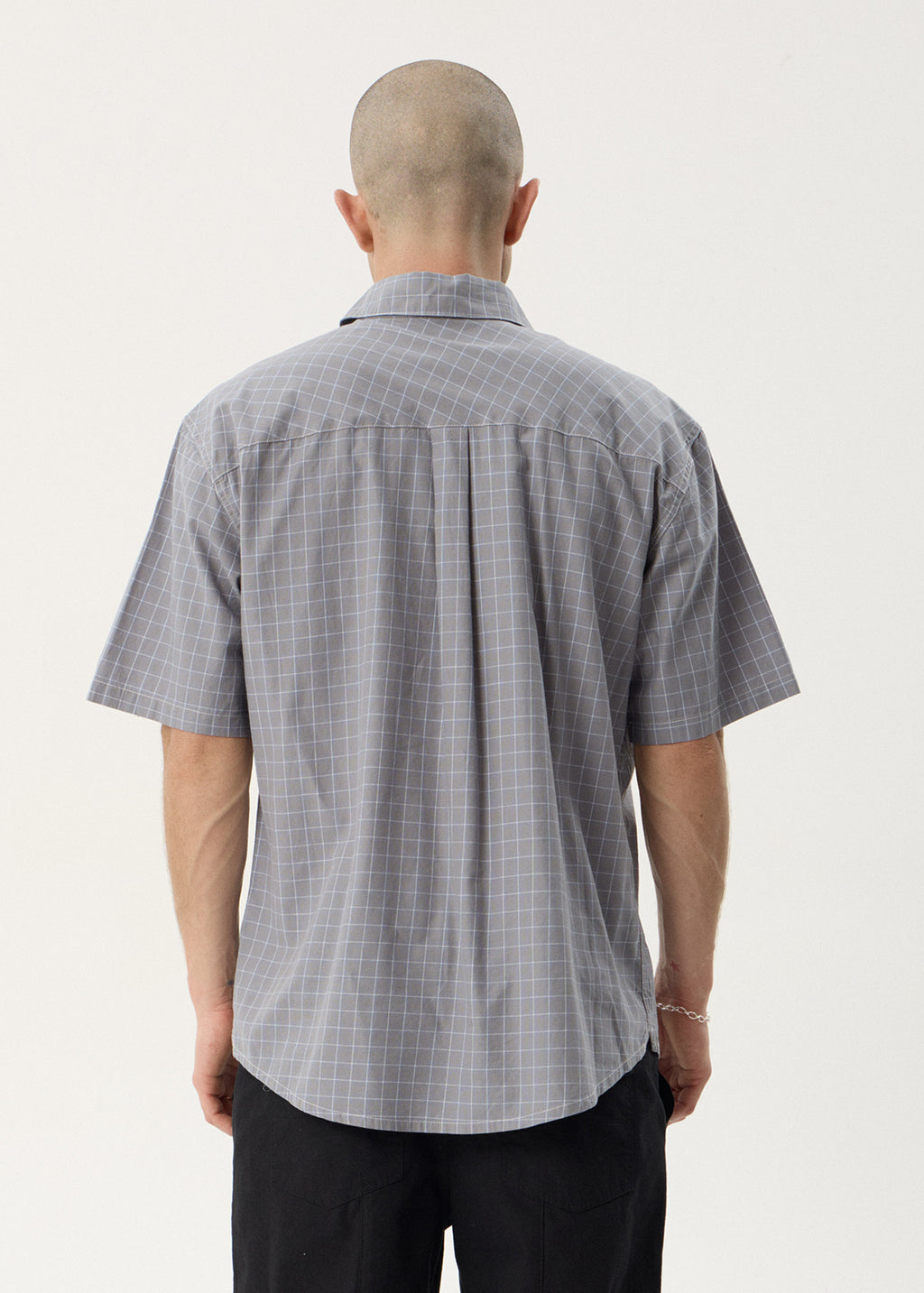 AFENDS Mens Proposal - Short Sleeve Shirt - Slate Blue Check
