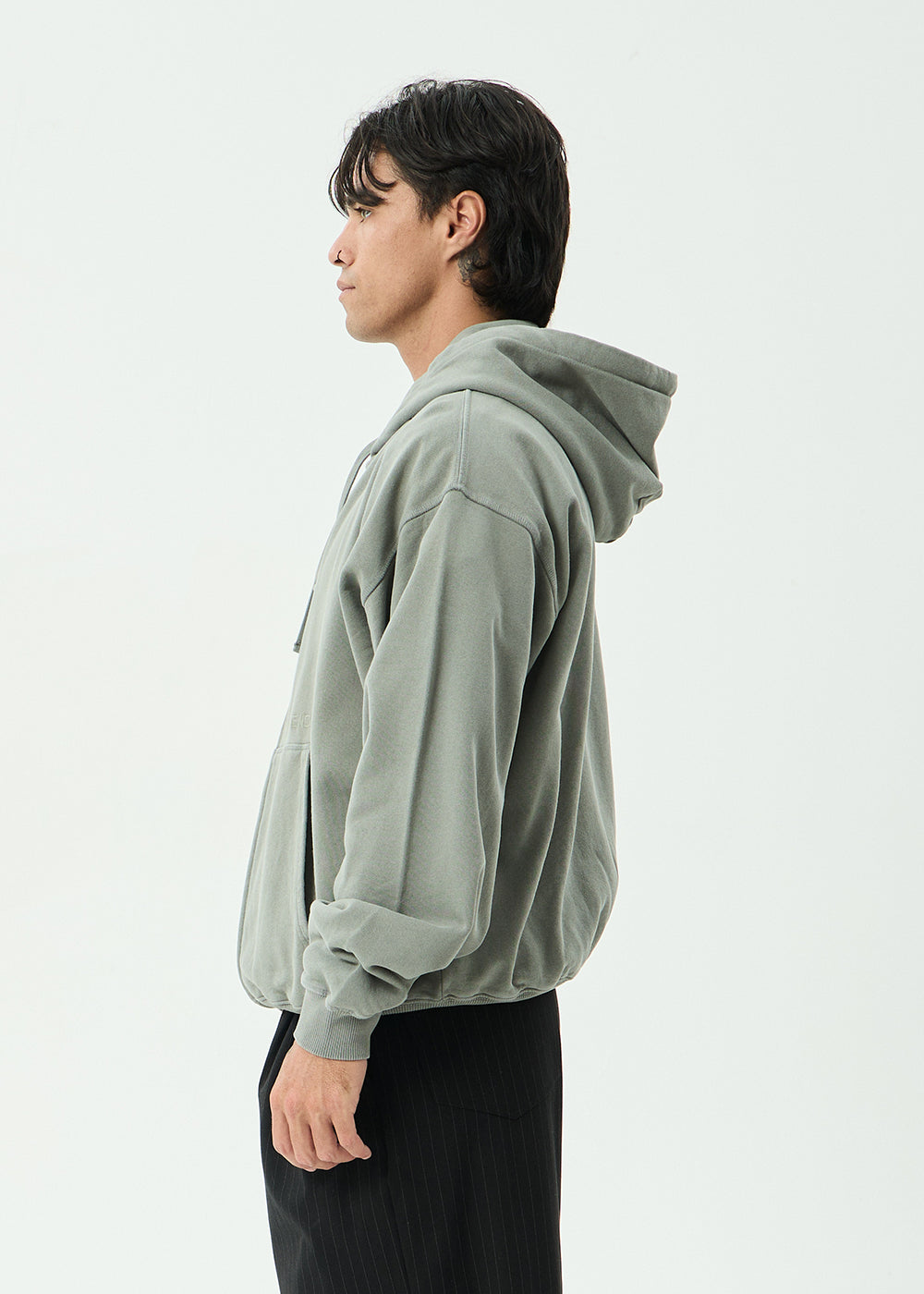 AFENDS Mens Genesis - Boxy Zip Hood - Washed Sycamore