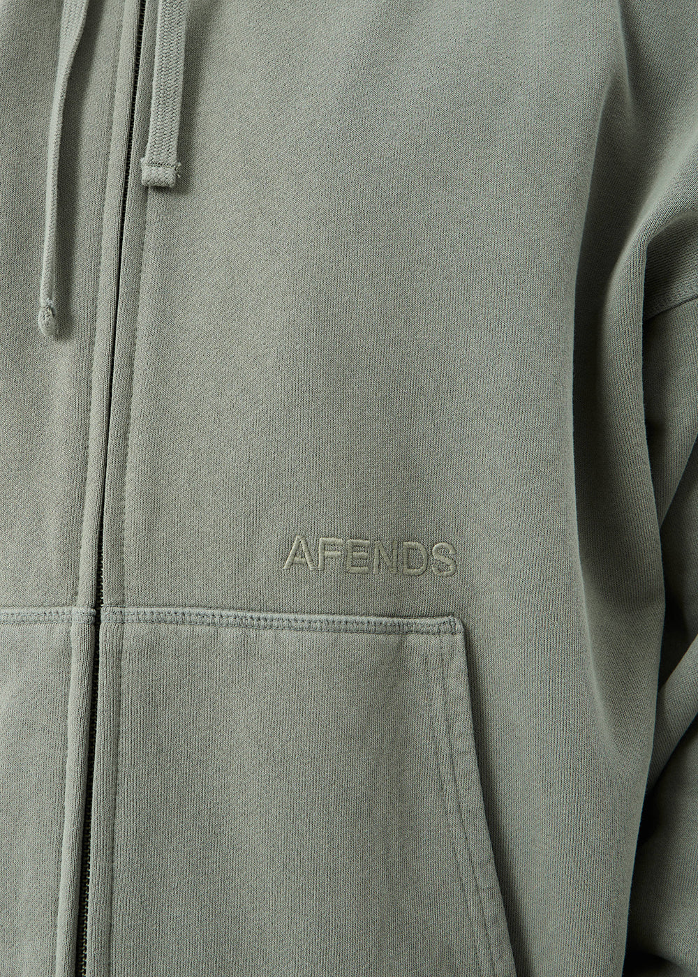 AFENDS Mens Genesis - Boxy Zip Hood - Washed Sycamore
