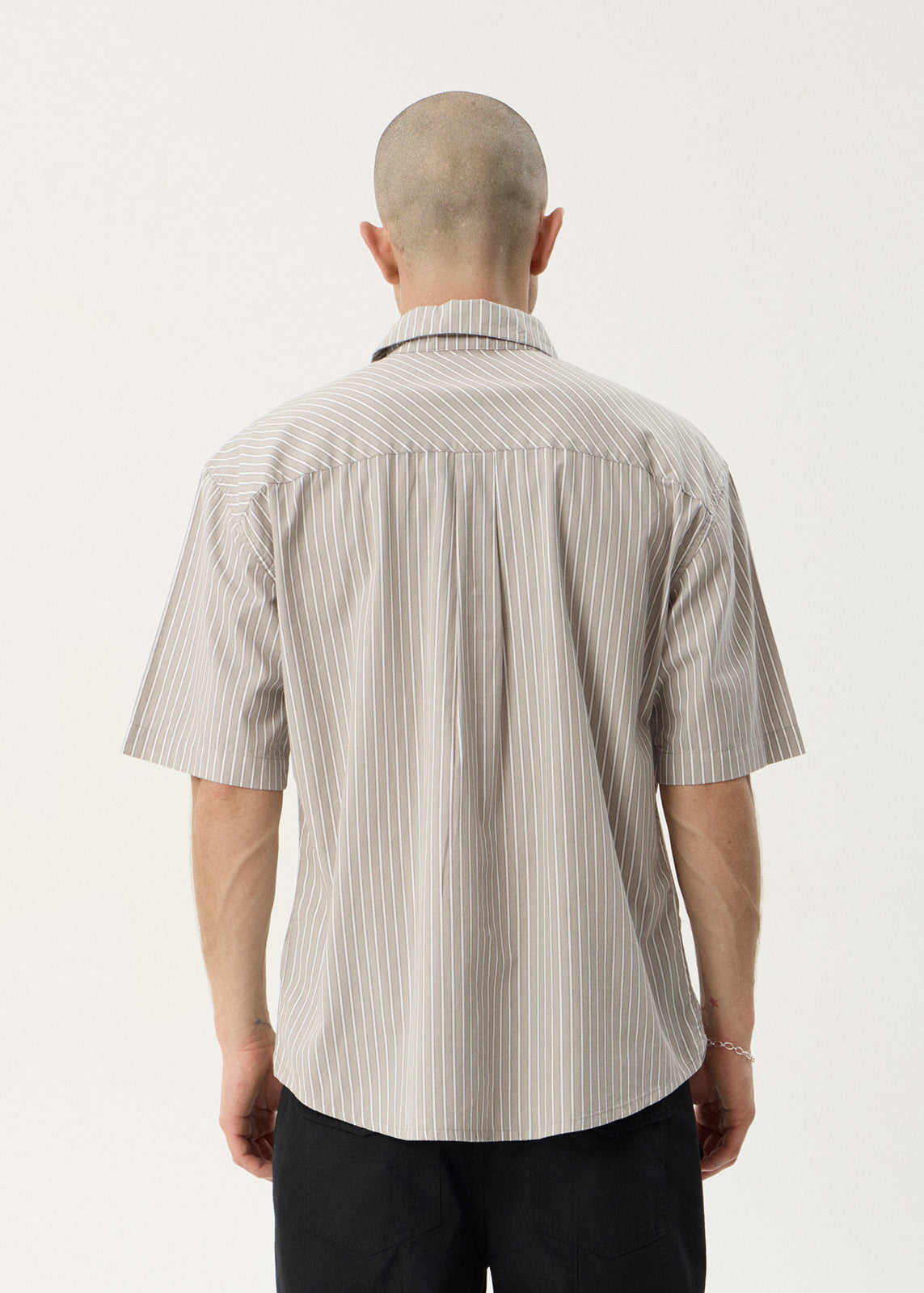 AFENDS Mens Lennox - Short Sleeve Shirt - Olive Stripe