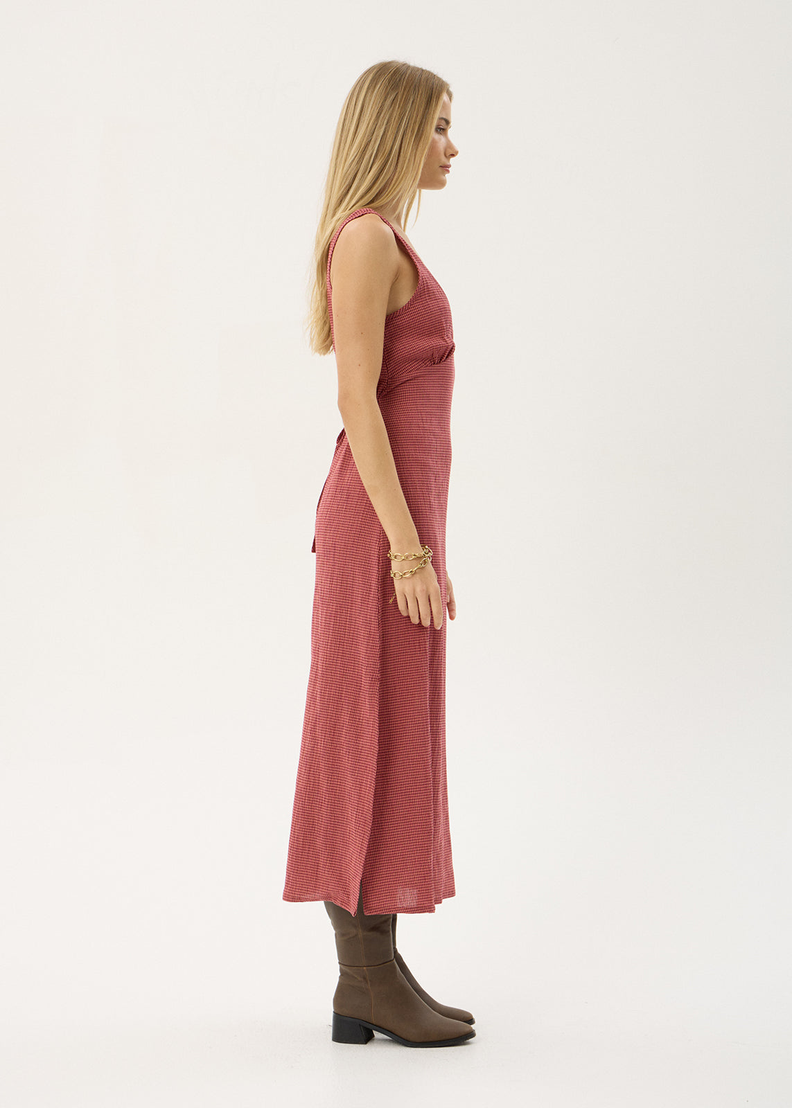 AFENDS Womens Tully - Seersucker Maxi Dress - Indy Rose Check
