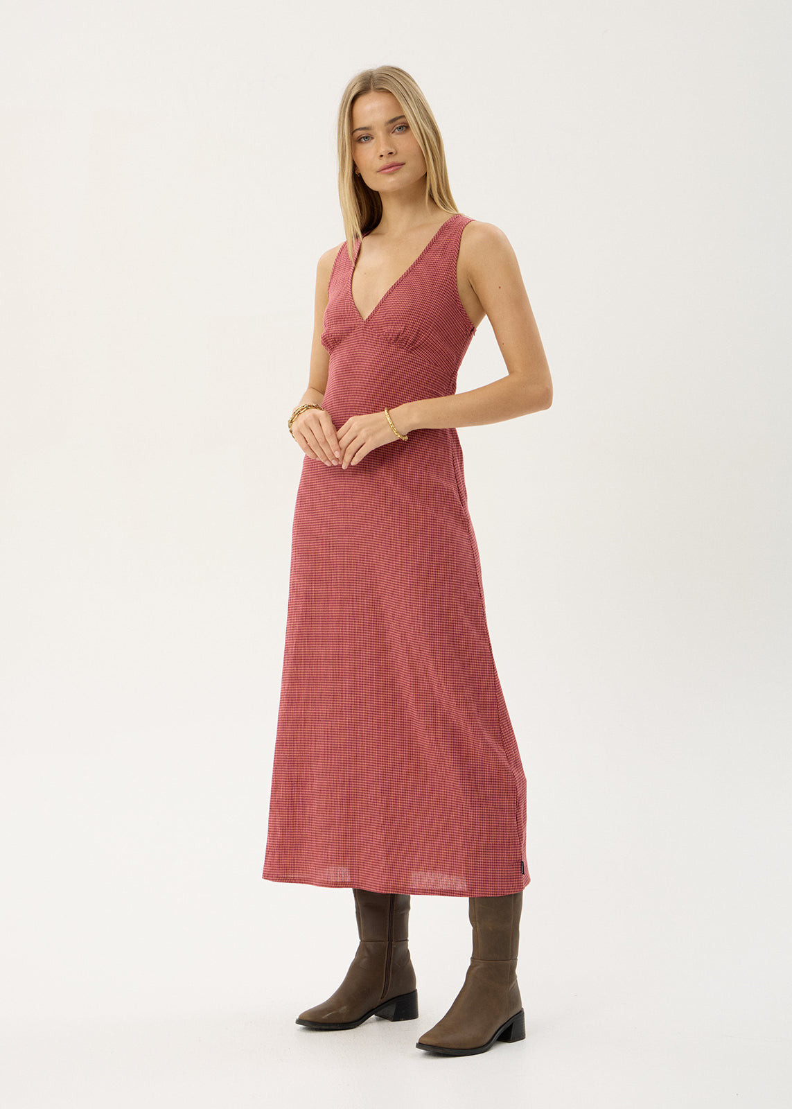 AFENDS Womens Tully - Seersucker Maxi Dress - Indy Rose Check