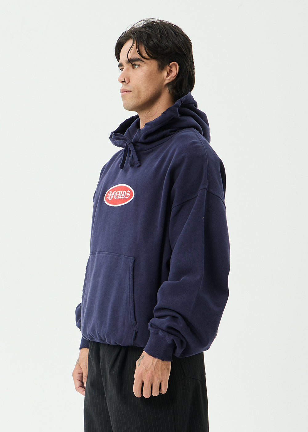 AFENDS Mens Supply - Pull On Hood - Washed Deep Sea